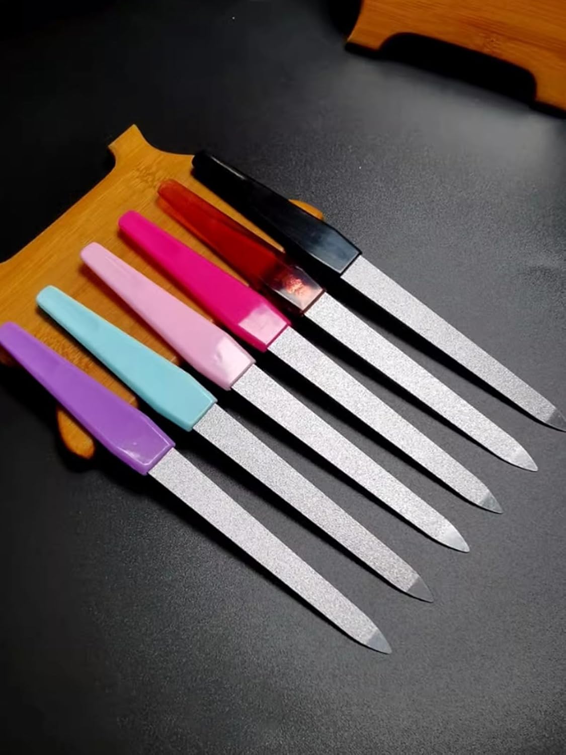 6PCS Metal Nail File, Upgraded Nail File and Cuticle Remover Cutter, Diamond Finger Nail Filers for Women Sapphire Grit - Image 3