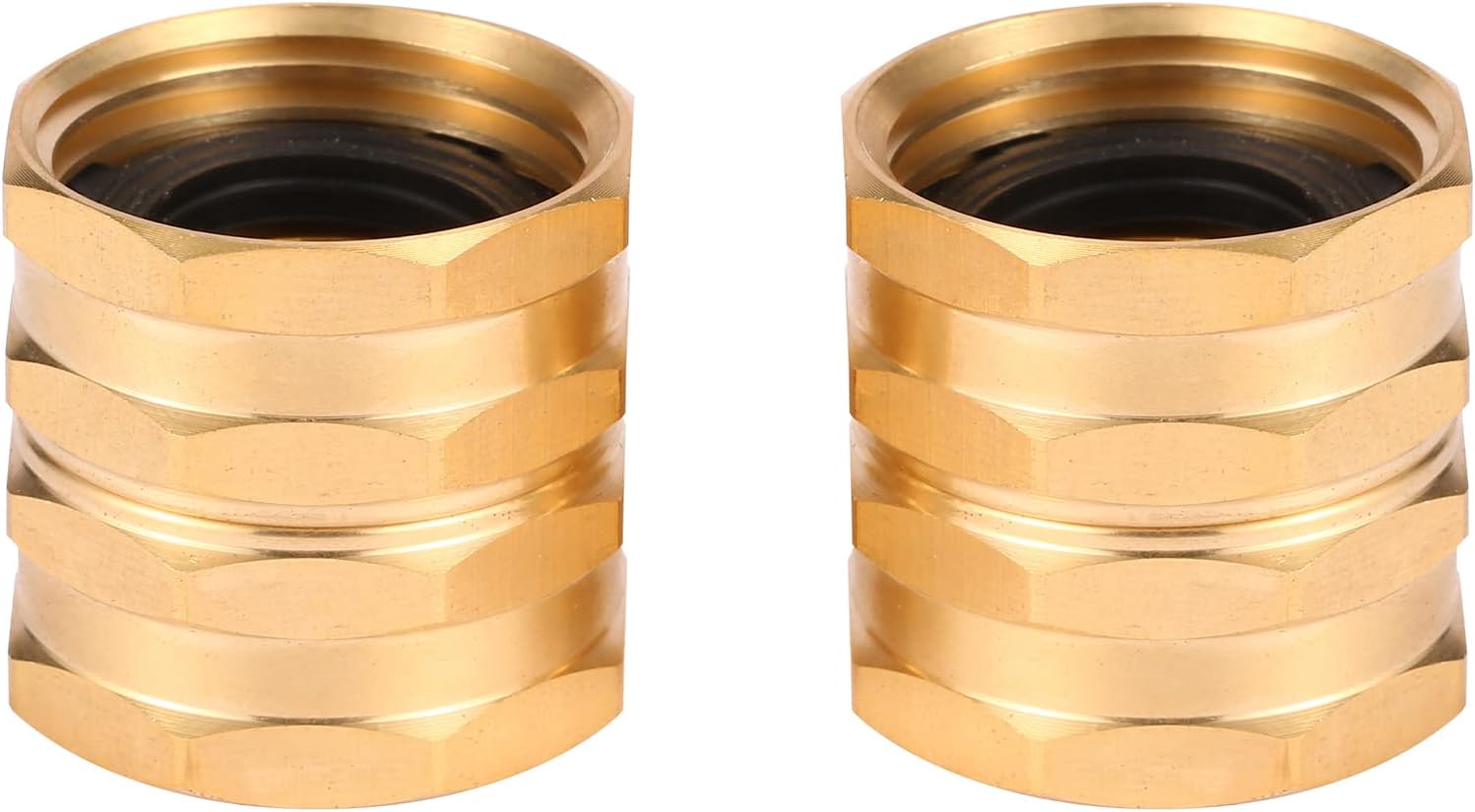 2 Pack Garden Hose Adapter,Brass Hose to Hose Swivel, 3/4-Inch Hose Connector with 4 Extra Washers(Female to Female), Double Female - Image 3