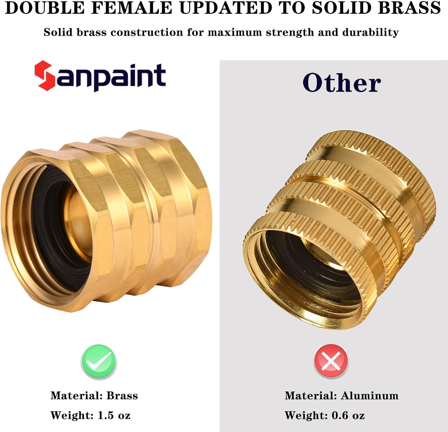 2 Pack Garden Hose Adapter,Brass Hose to Hose Swivel, 3/4-Inch Hose Connector with 4 Extra Washers(Female to Female), Double Female - Image 4