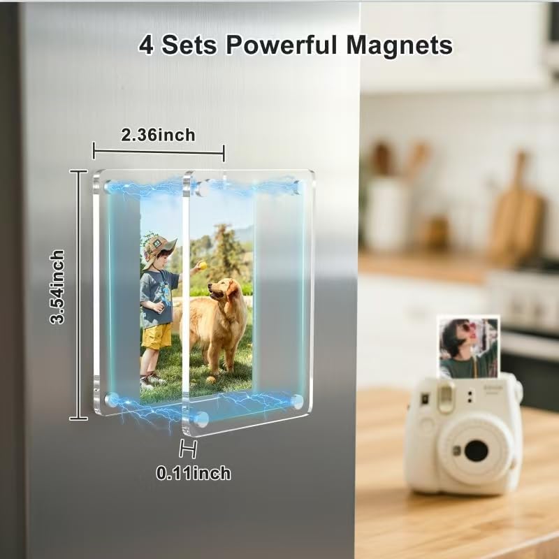 Magnetic Picture Frames for Refrigerator, 2.36 x 3.54 Inch Mini Fridge Magnetic Photo Frame, Double Sided Magnet Acrylic Picture Frame for Fridge/Locker (6Pack) - Image 3