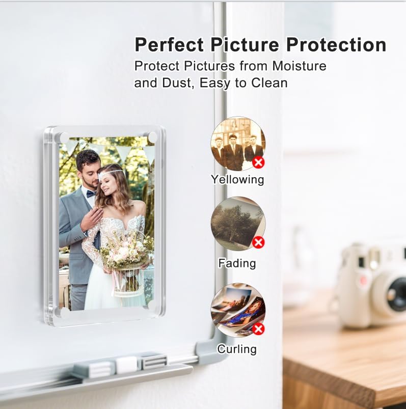 Magnetic Picture Frames for Refrigerator, 2.36 x 3.54 Inch Mini Fridge Magnetic Photo Frame, Double Sided Magnet Acrylic Picture Frame for Fridge/Locker (6Pack) - Image 4
