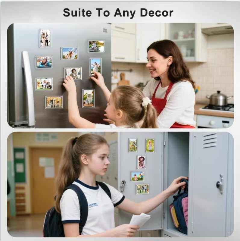 Magnetic Picture Frames for Refrigerator, 2.36 x 3.54 Inch Mini Fridge Magnetic Photo Frame, Double Sided Magnet Acrylic Picture Frame for Fridge/Locker (6Pack) - Image 6