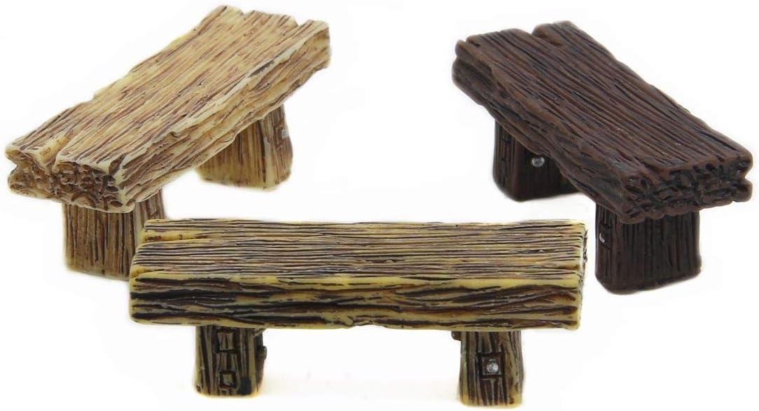 3Pcs Mini Resin Bench Miniature Fairy Garden Bench Dollhouse Accessories Statue DIY Decor Gift - Image 1