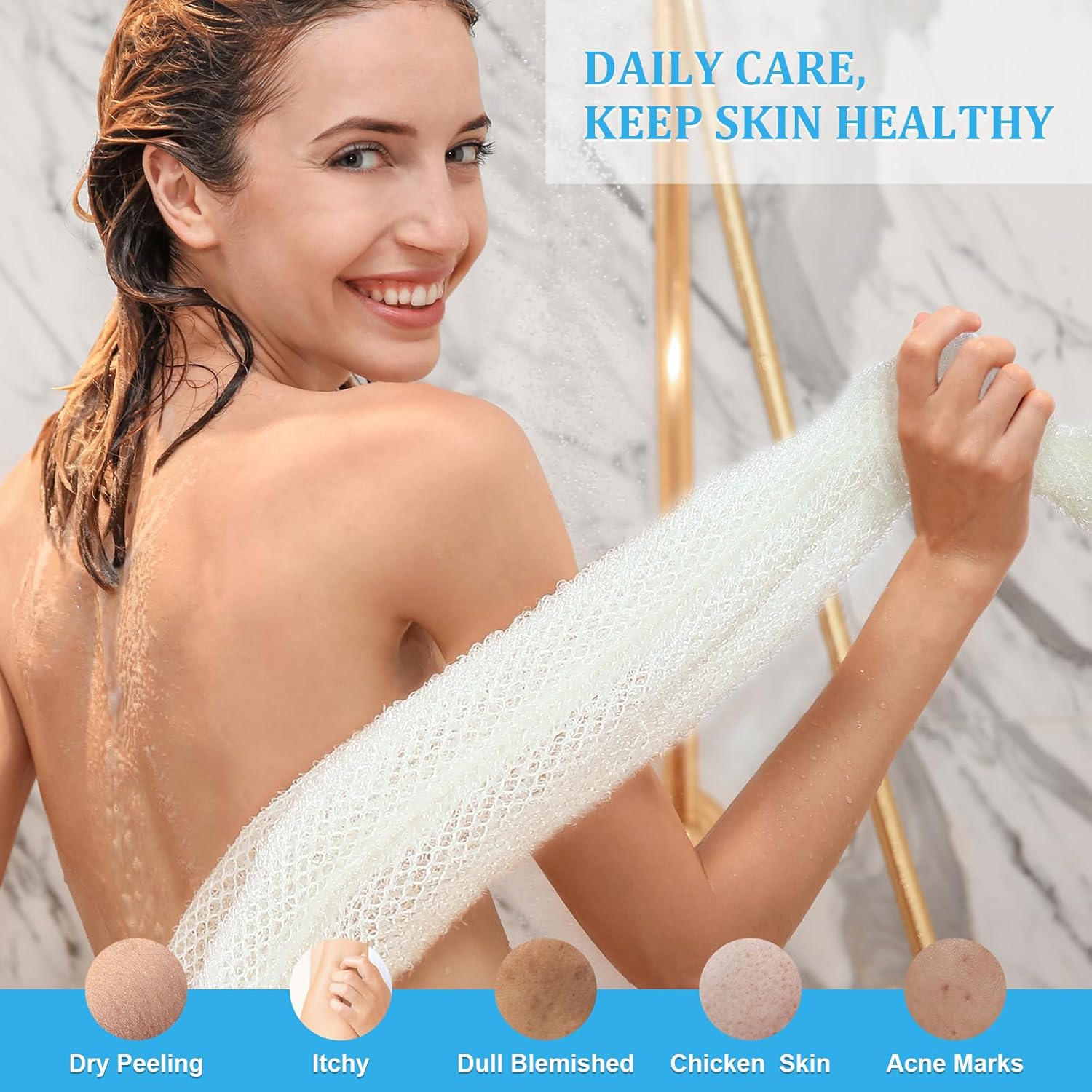 4 Pieces African Exfoliating Net, Long African Net Sponge, Nylon African Net Cloth, Exfoliating Washcloth, Body Scrubbers for Use in Shower, Back Scrubber Skin Smoothers for Bath (Multicolor 4) - Image 6