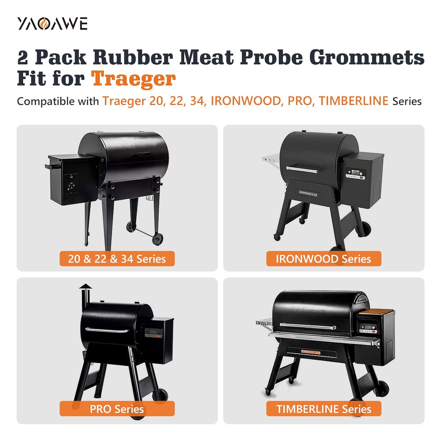 2 Pack Replacment Rubber Meat Probe Grommet Fit for Traeger Wood Pellet Grills, Probe Gaskets Compatible with 20, 22, 34, Ironwood, PRO, Timberline Series, Smoker Accessories - Image 2