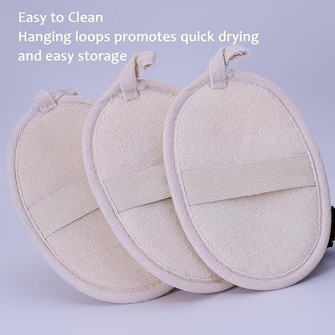 Natural Loofah Exfoliating Body Scrubber - 2 Pcs Bath Shower Exfoliator Sponge Pads for Women Egyption Loofah for Hand, Face and Body (7.1 * 5.1 in). - Image 5