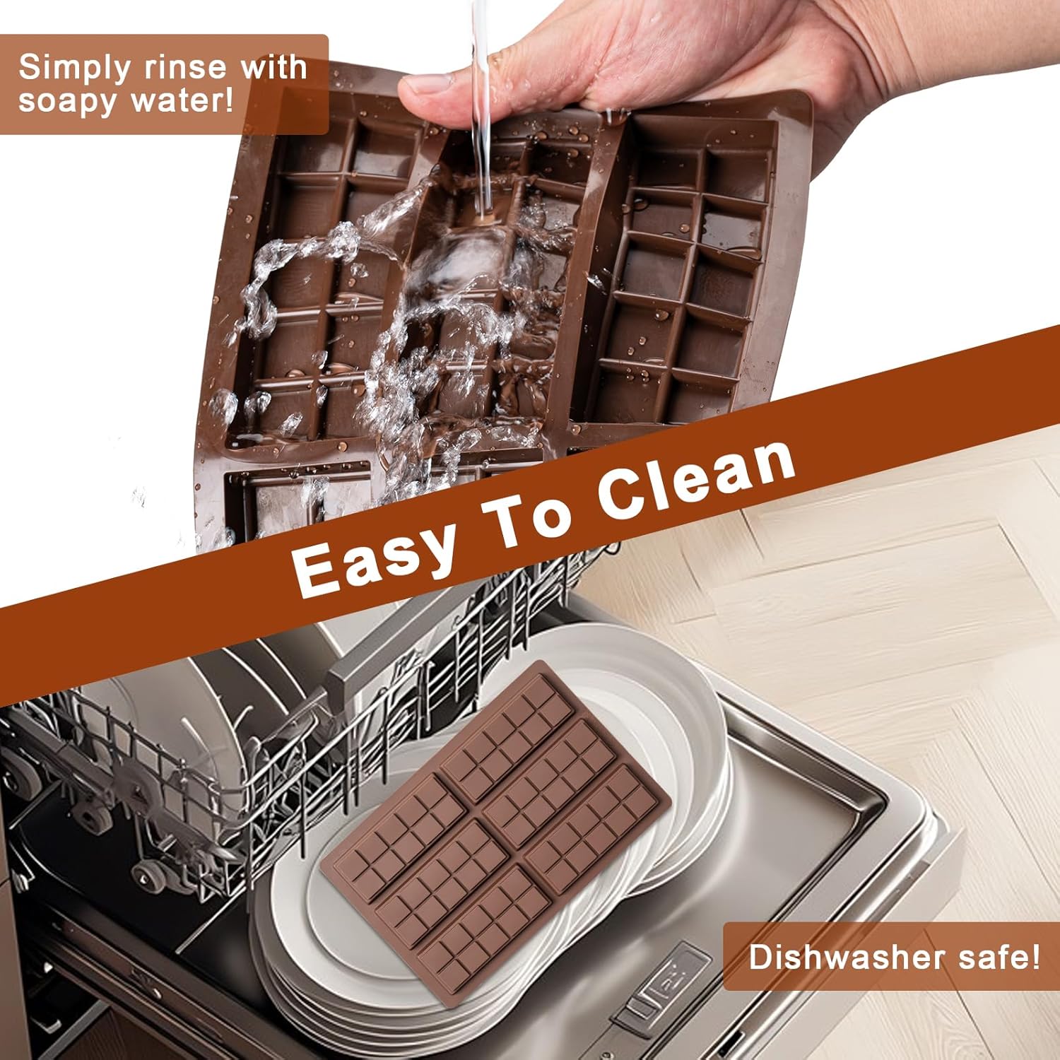 Chocolate Bar Mold,Non-Stick Chocolate Molds, 100% Food Grade Silicone Deep Mold for Dubai Pistachio Rod, Candy, Snacks, Knafeh Pistachio Rod and More(10 Snap) - Image 5