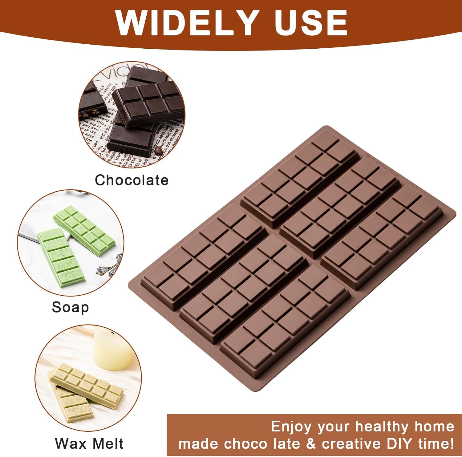 Chocolate Bar Mold,Non-Stick Chocolate Molds, 100% Food Grade Silicone Deep Mold for Dubai Pistachio Rod, Candy, Snacks, Knafeh Pistachio Rod and More(10 Snap) - Image 6