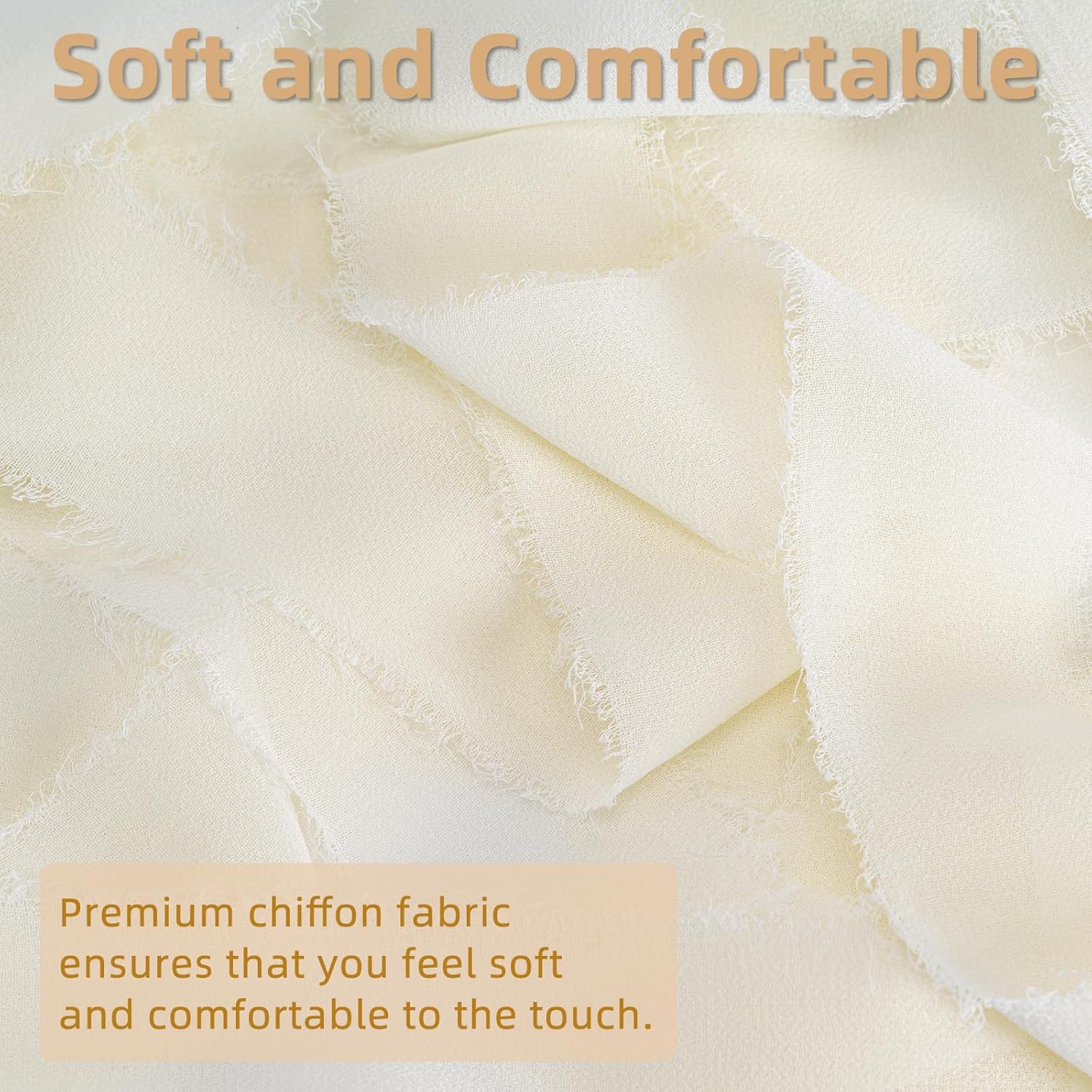Ivory Handmade Chiffon Ribbon,1.5Inch x 3 Rolls Total 24 Yards Ivory Fringe Chiffon Silk Ribbon,for Wrapping Wedding Invitations,Bridal Bouquets,DIY Crafts,Home Decor and More - Image 3