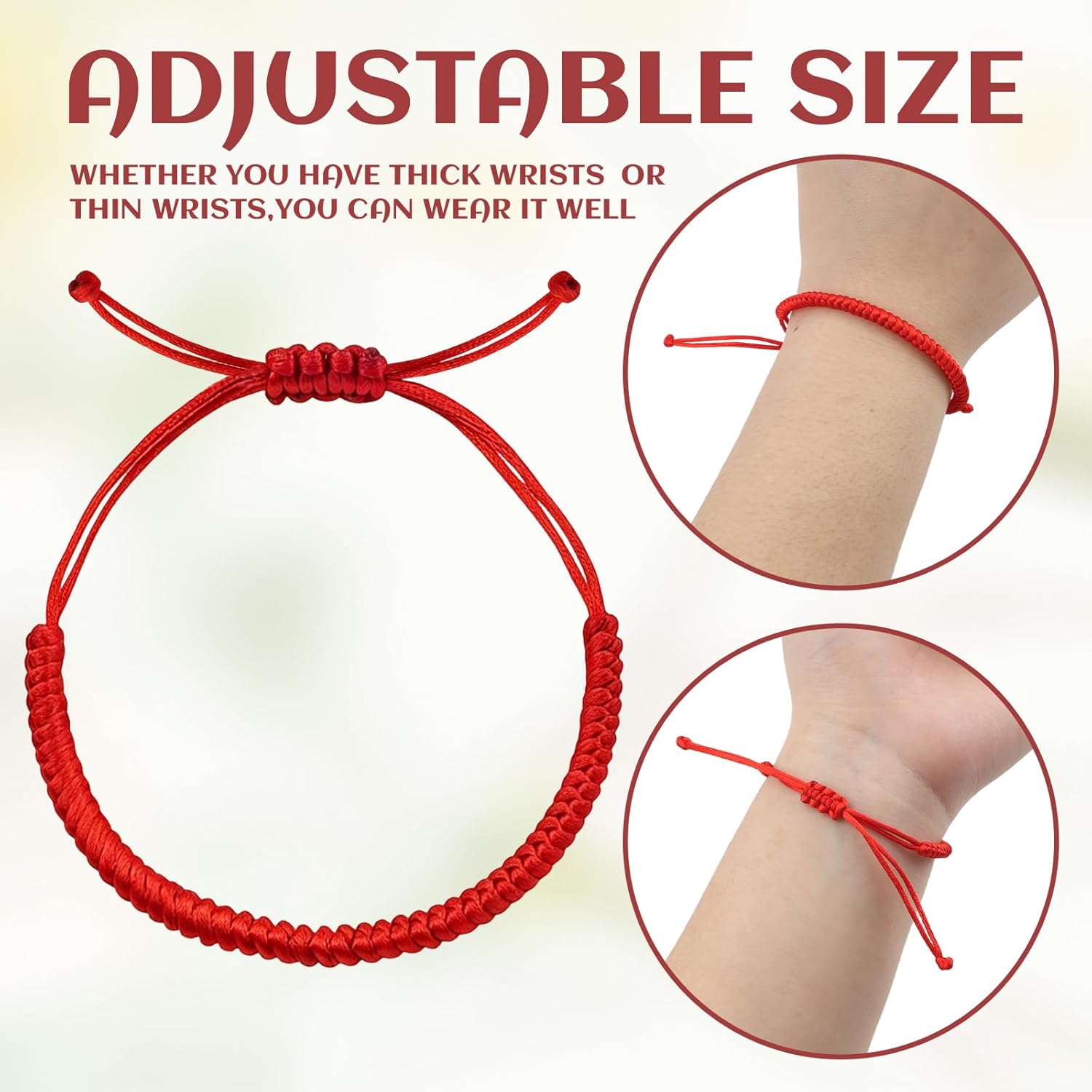 4-Pack Red Bracelets - Braided Lucky Cord Bracelet Strap for Women & Man - Adjustable Knot Red String Bracelet Amulet for Protection Good Luck Success Friendship Graduation Birthday Lovers Gift - Image 3