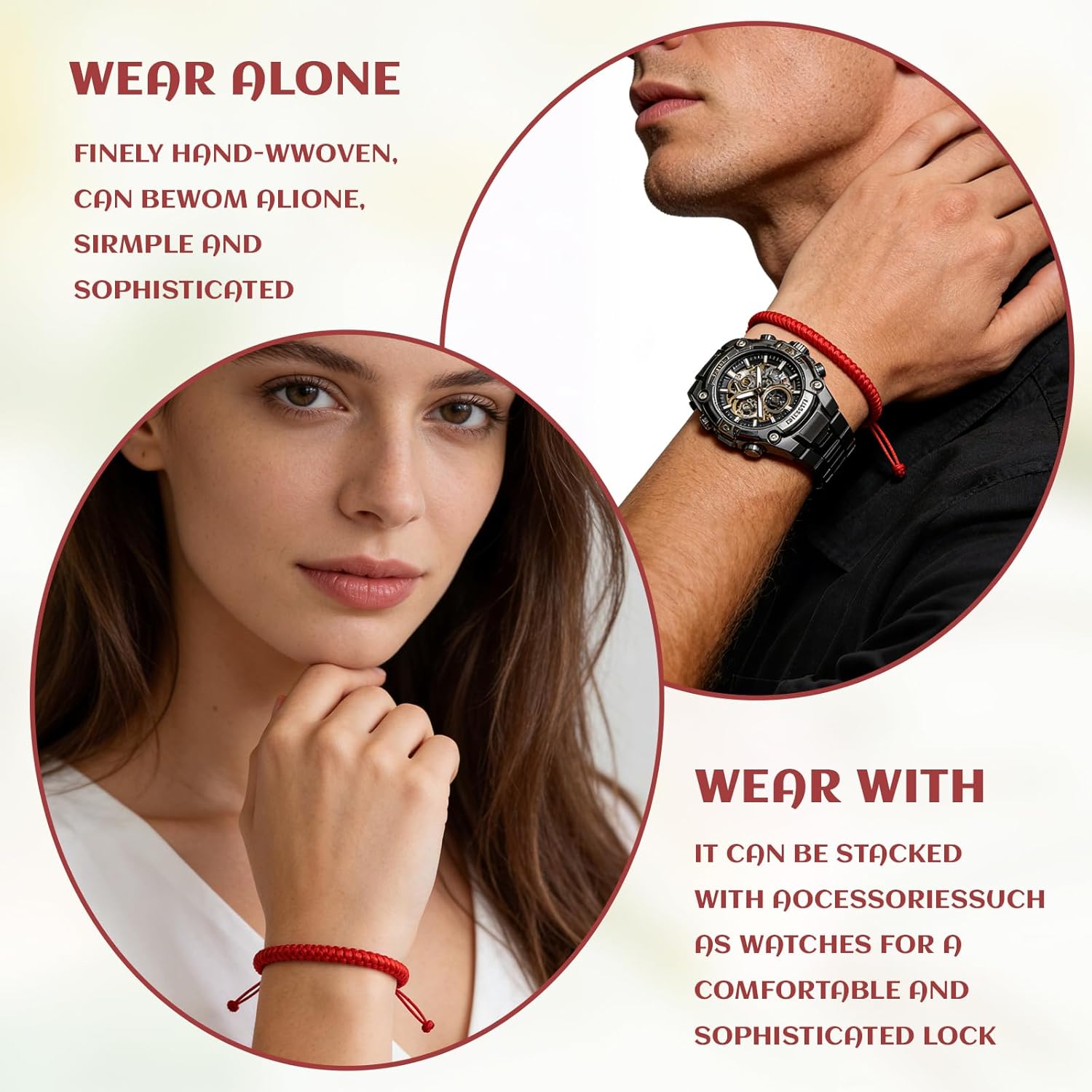 4-Pack Red Bracelets - Braided Lucky Cord Bracelet Strap for Women & Man - Adjustable Knot Red String Bracelet Amulet for Protection Good Luck Success Friendship Graduation Birthday Lovers Gift - Image 4