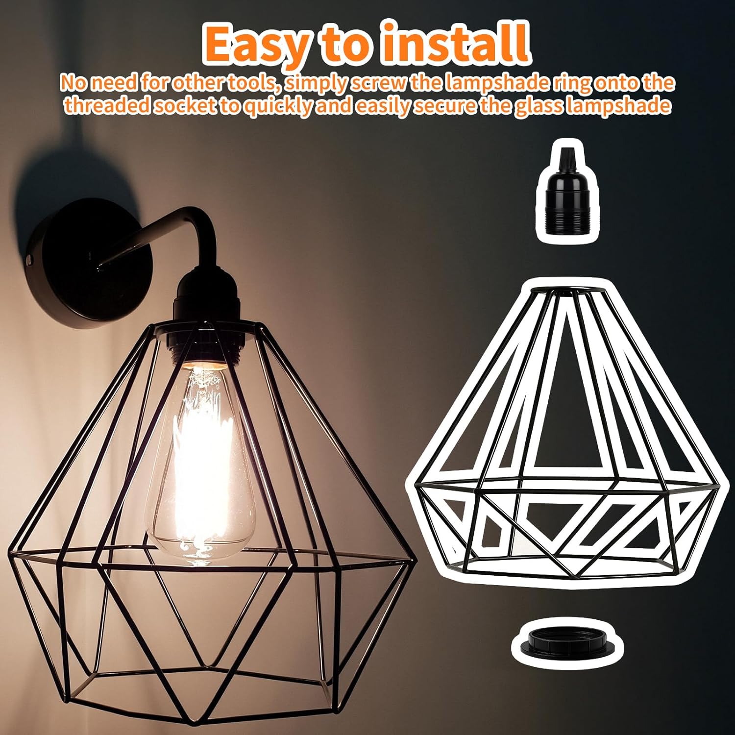 6 Pack E26 Lamp Shade Rings - E26 Light Socket Shade Rings Collar Ring,- 34mm (1-3/8