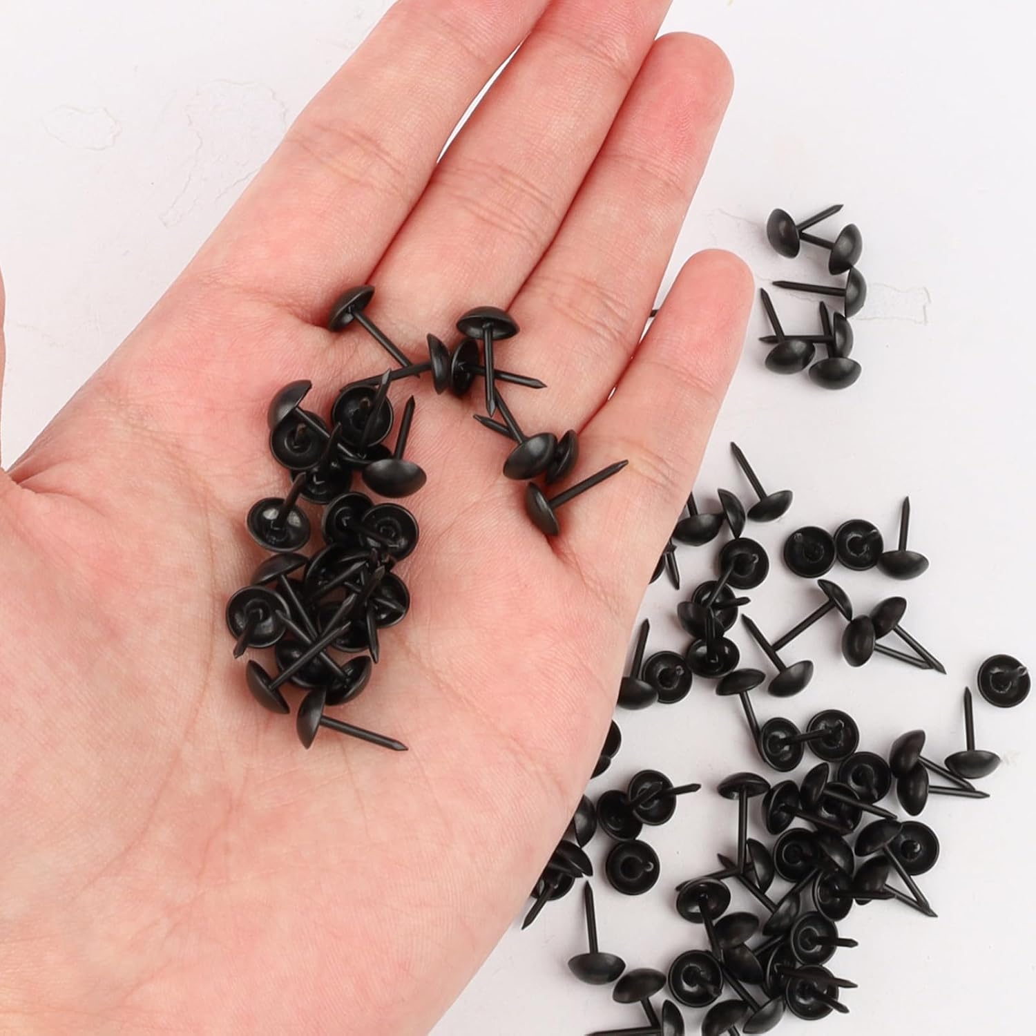 100Pcs Upholstery Tacks Black - 7x13mm Furniture Thumb Tacks - Metal Thumb Tack Round Head Pins Decorative Upholstery Nails for Cork Board DIY Projects Home Decor Upholstered Sofa Decorative Nails - Image 2