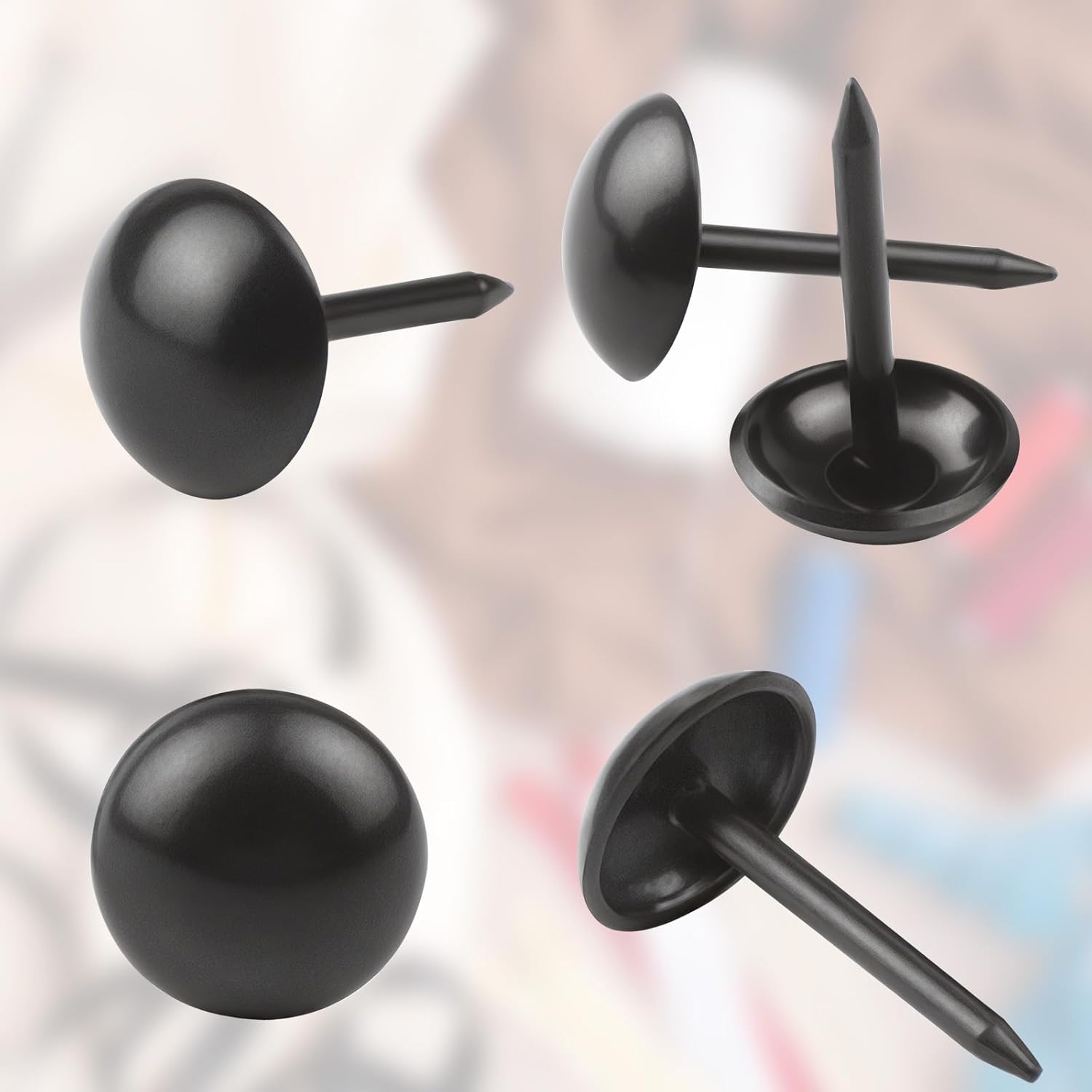100Pcs Upholstery Tacks Black - 7x13mm Furniture Thumb Tacks - Metal Thumb Tack Round Head Pins Decorative Upholstery Nails for Cork Board DIY Projects Home Decor Upholstered Sofa Decorative Nails - Image 3