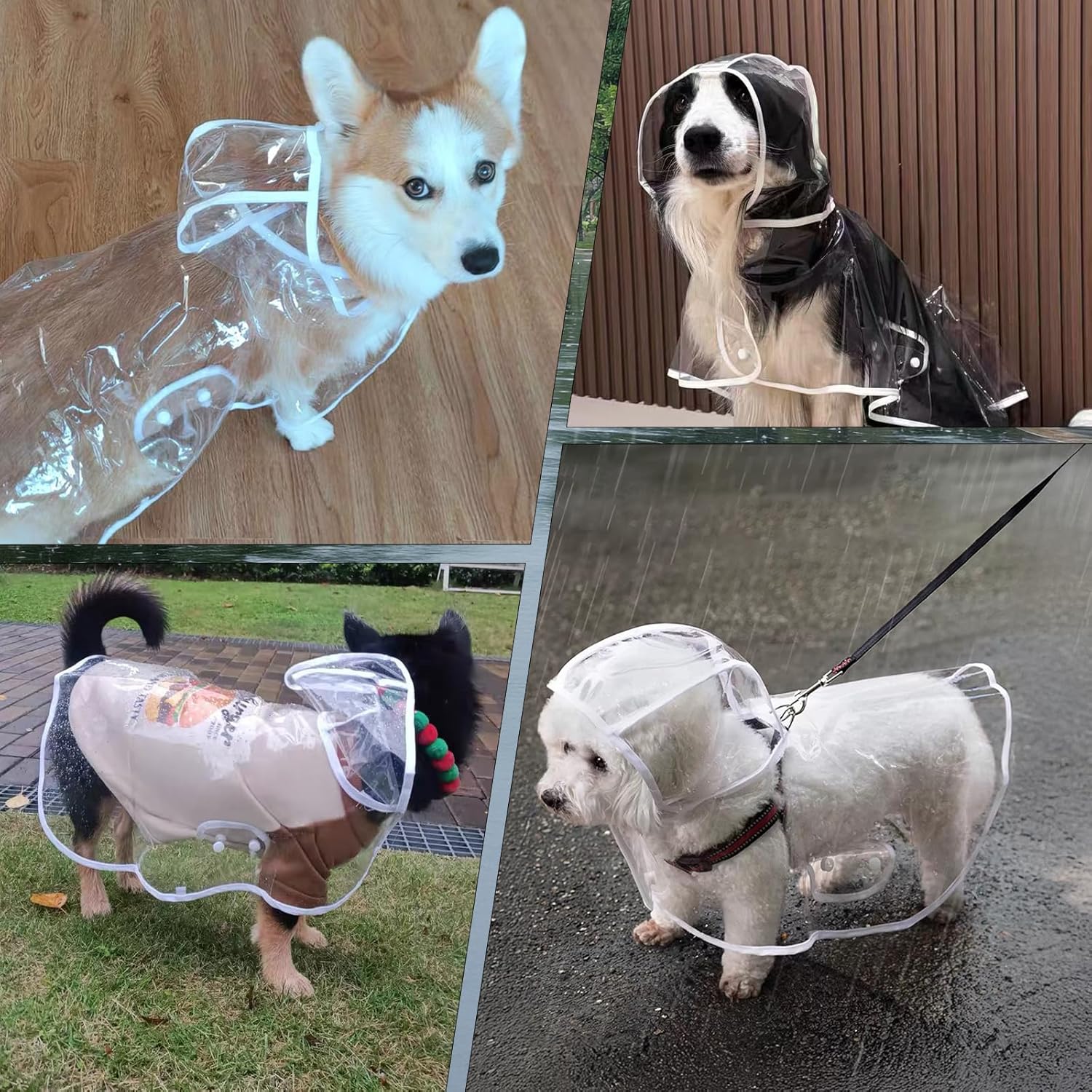 Clear Dog Rain Poncho for Small Medium Dogs - Heavy Waterproof Raincoat with Hidden Leash Hole & Adjustable Snaps - Transparent, Pet Hooded Cape for Bichon Poodle (4-8lbs) - Image 5