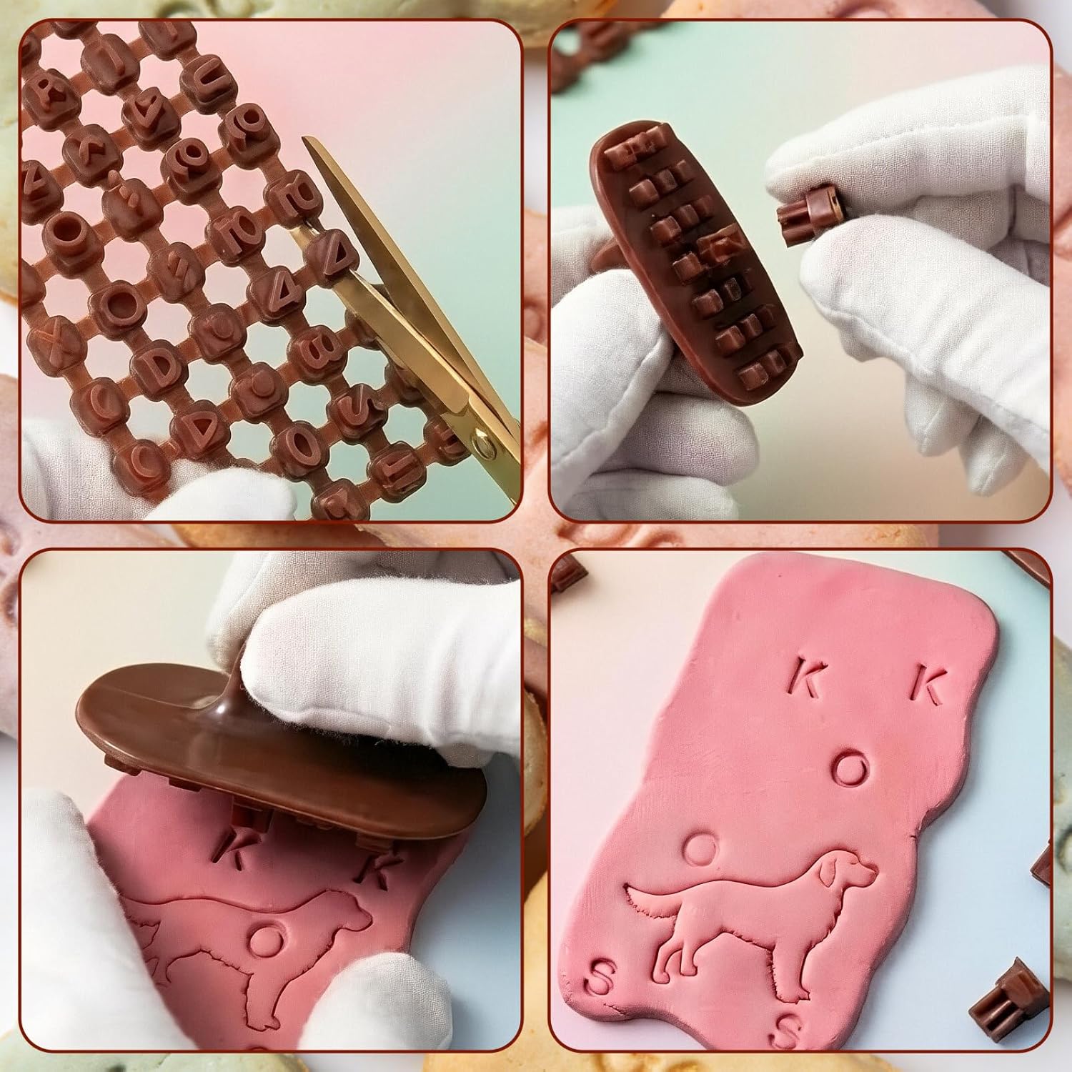 100Pcs Letter Stamps for Pottery Clay Polymer- 3 Styles Alphabet Number Symbols Stamps for Cookie Chocolate - for Cookie Stamp Letters, Baking, Cake Baking Embosser Molds, DIY Embossing, - Image 3