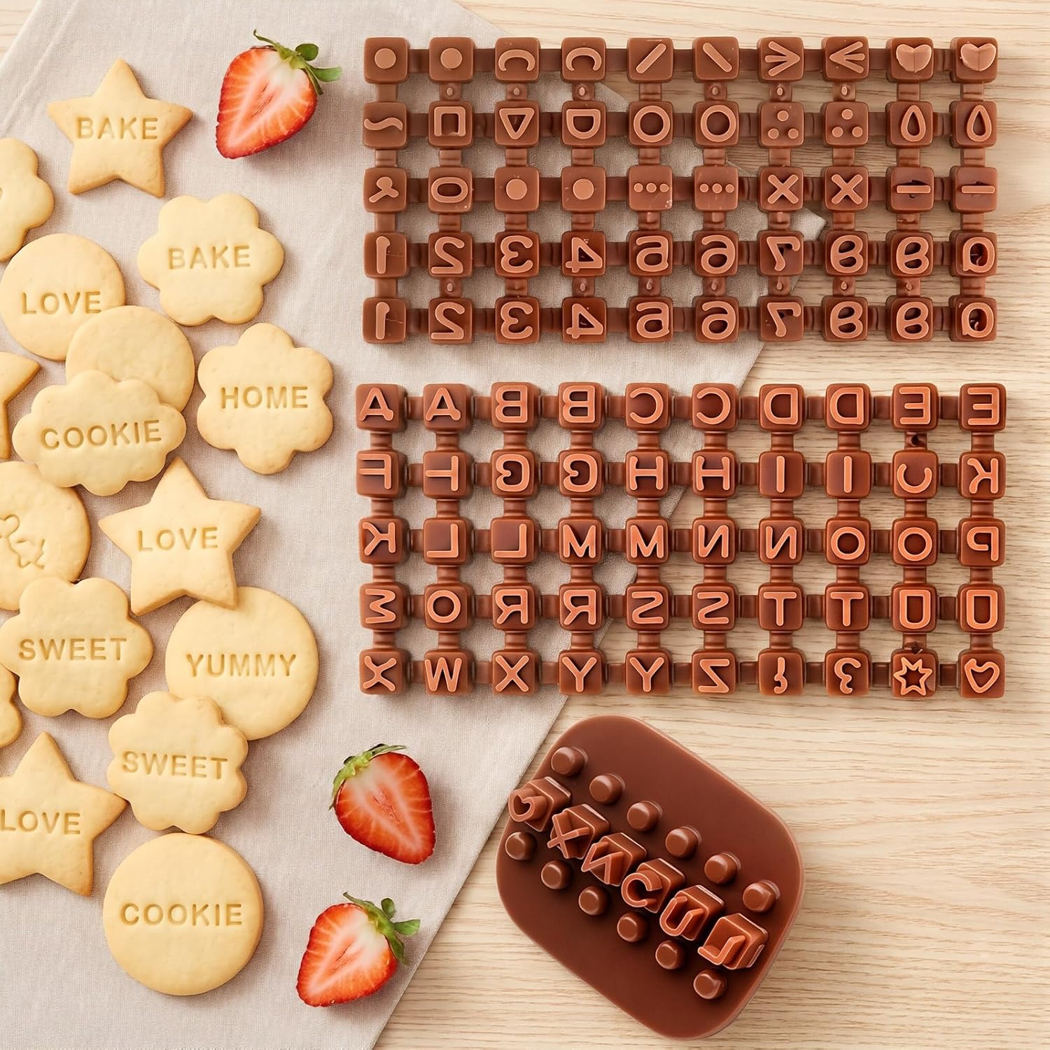 100Pcs Letter Stamps for Pottery Clay Polymer- 3 Styles Alphabet Number Symbols Stamps for Cookie Chocolate - for Cookie Stamp Letters, Baking, Cake Baking Embosser Molds, DIY Embossing, - Image 4