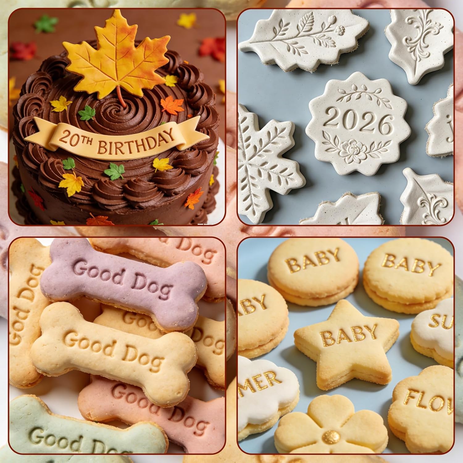 100Pcs Letter Stamps for Pottery Clay Polymer- 3 Styles Alphabet Number Symbols Stamps for Cookie Chocolate - for Cookie Stamp Letters, Baking, Cake Baking Embosser Molds, DIY Embossing, - Image 5