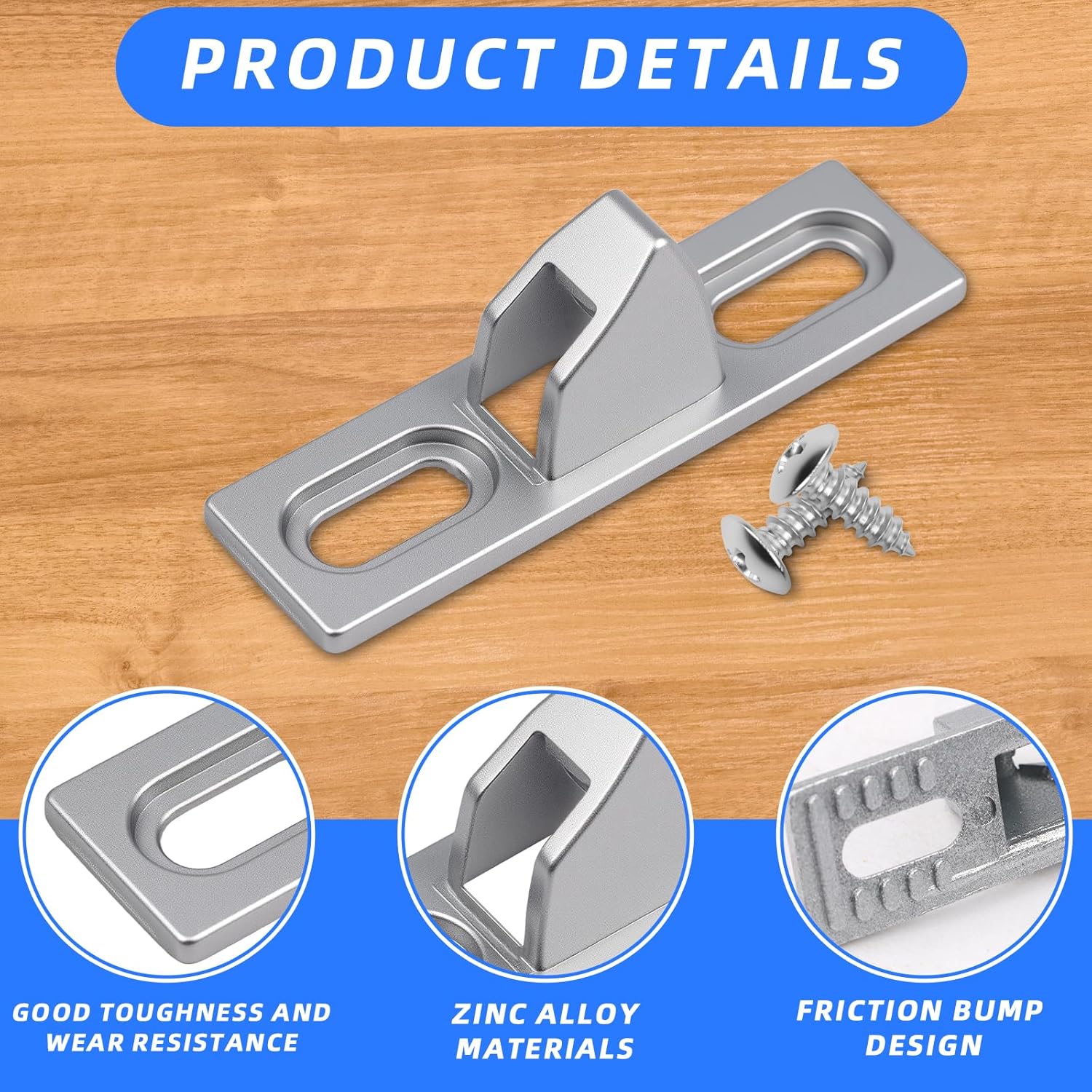 2-Pack Sliding Door Keeper - Chrome Plated Sliding Glass Lock with mounting Screws Slide Sliding Door Lock Latch Hardware Replacement for Various Sliding Patio Door - Image 2