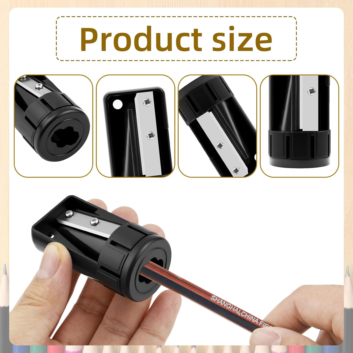 4 Pack Carpenter Pencil Sharpener, Manual Contractor Pencil Sharpener, Portable Woodworking Pencil Sharpeners Cutter Shaver Narrow Sharpening Tool for Woodworking Tool Black - Image 1