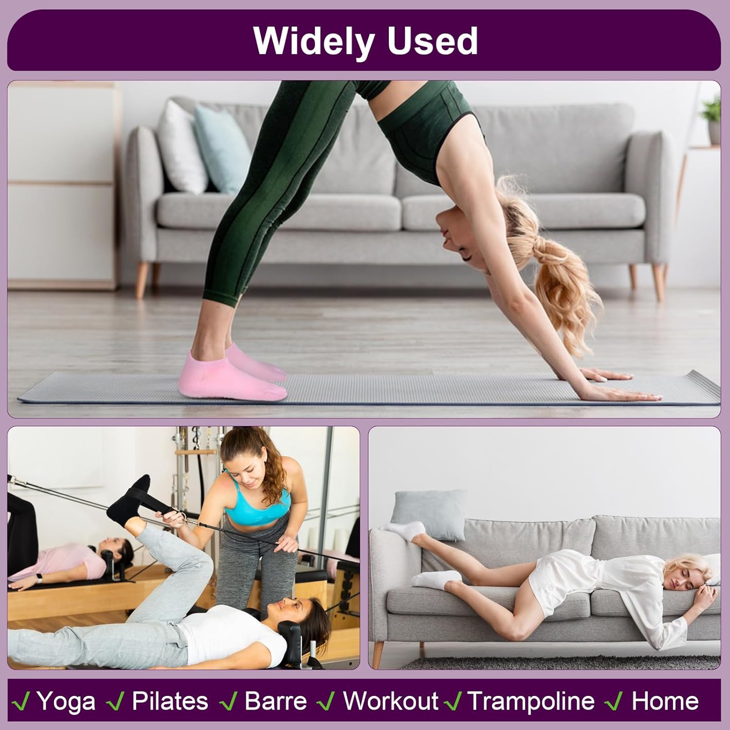 6 Pairs Breathable Women's Yoga Socks with Grippers Anti-Slip Sports Pilates Socks Suitable for Barre, Dance, Hospital, Home Use - Image 6