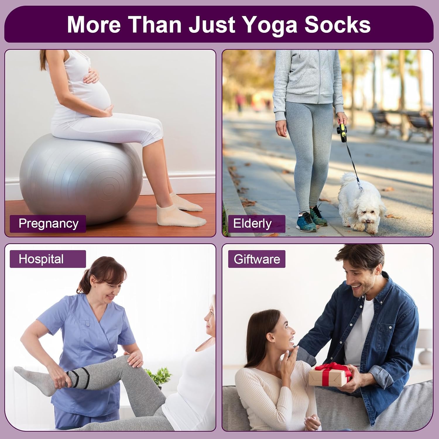 6 Pairs Breathable Women's Yoga Socks with Grippers Anti-Slip Sports Pilates Socks Suitable for Barre, Dance, Hospital, Home Use - Image 7