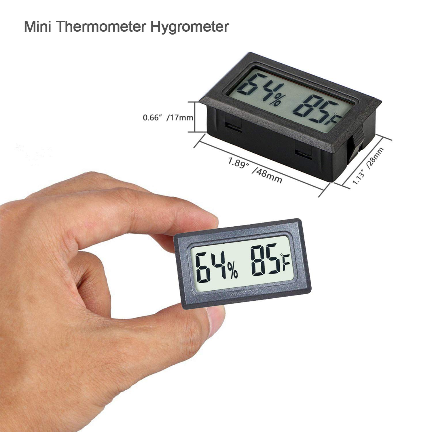 Reptile Thermometer Hygrometer Meter Indoor Temperature Gauge Fahrenheit ℉ Mini Digital Humidity for Outdoor Office Humidors Jars Incubators Guitar Case (1) - Image 2