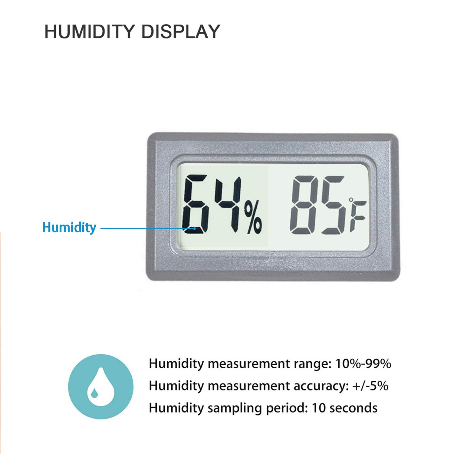 Reptile Thermometer Hygrometer Meter Indoor Temperature Gauge Fahrenheit ℉ Mini Digital Humidity for Outdoor Office Humidors Jars Incubators Guitar Case (1) - Image 4