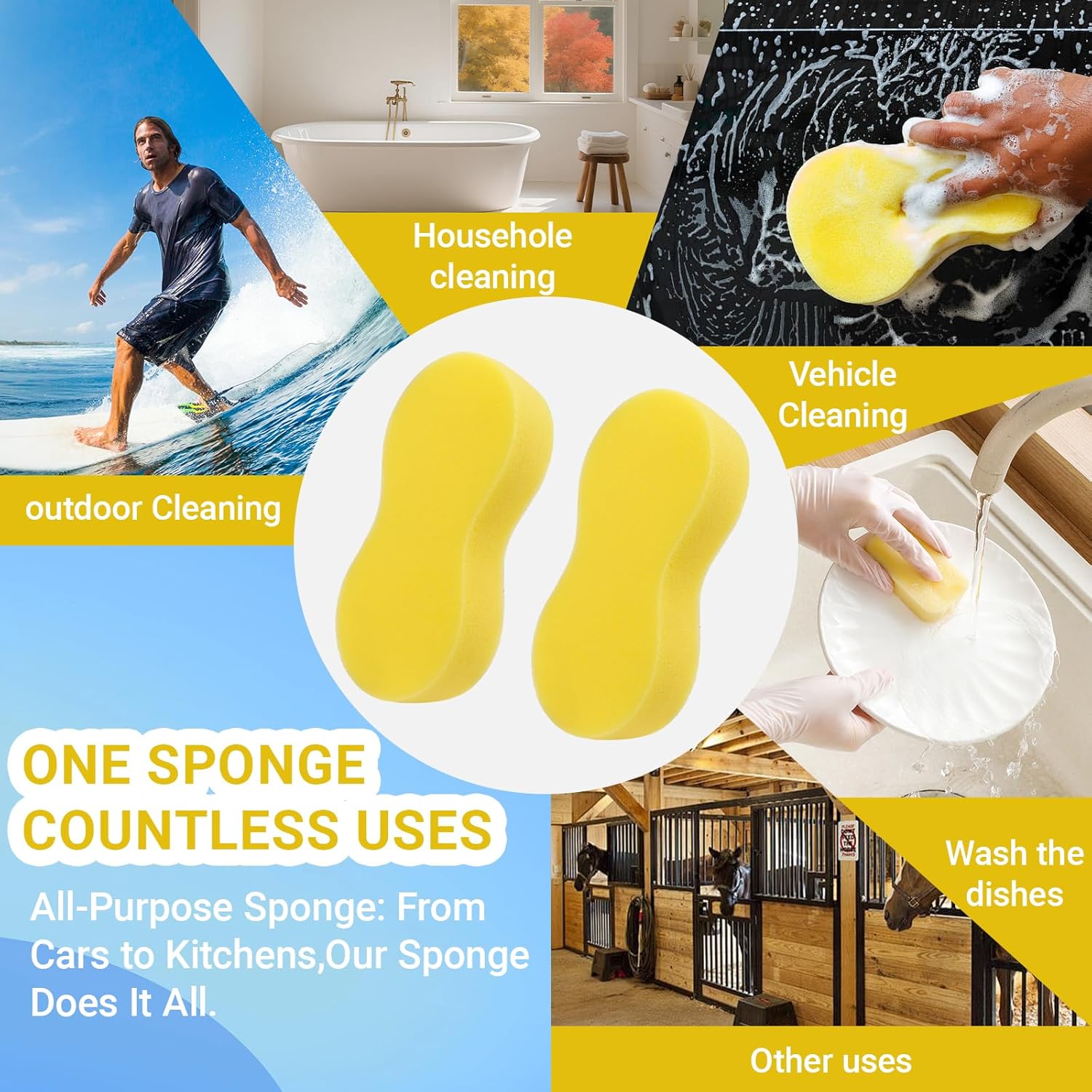 3-Pack Car Wash Sponges, 8.7