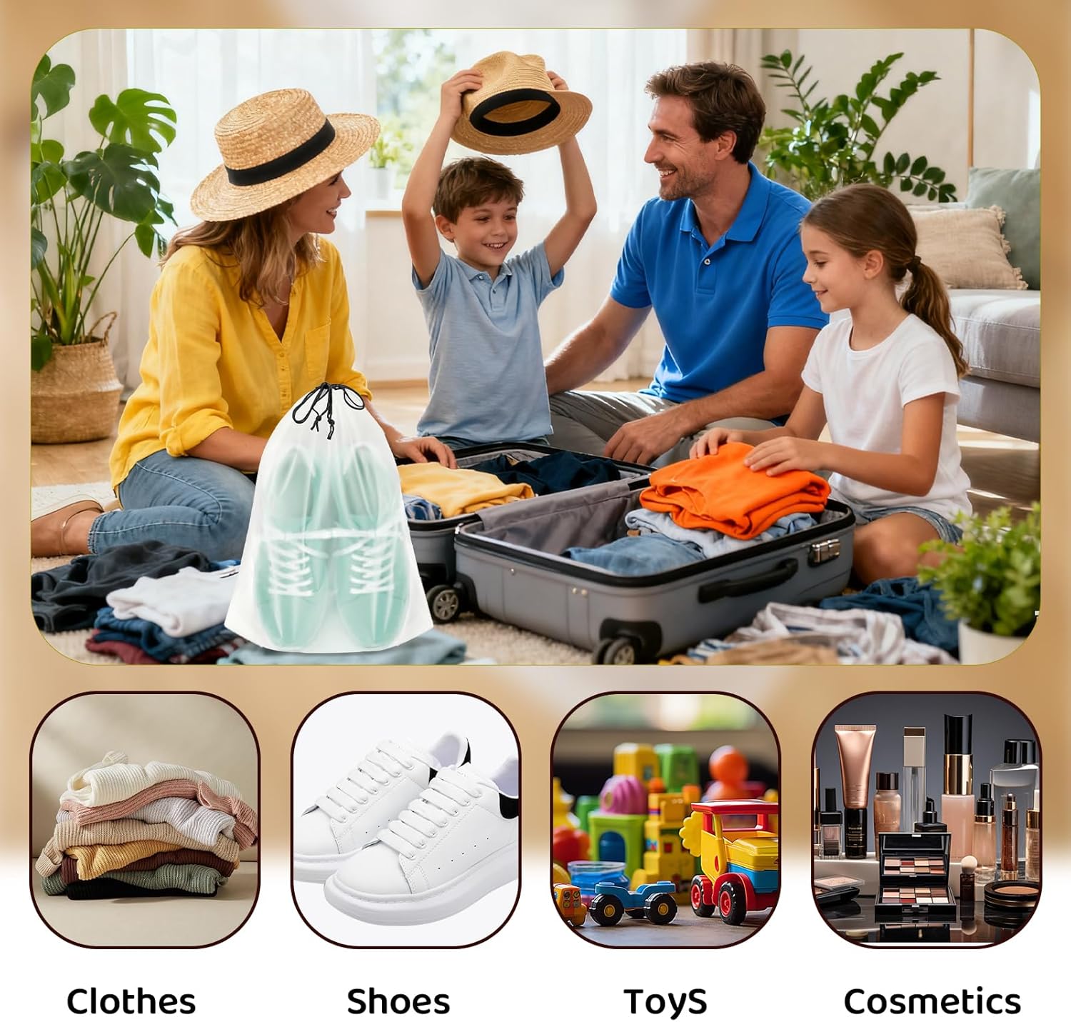 10-Pack Shoe Bags for Travel - 15.7