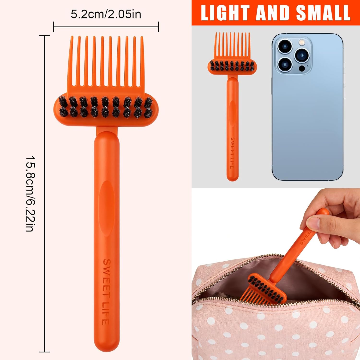 1-Pack 2-in-1 Comb Cleaner with Pick and Bristles - Hair Brush Cleaners - Hairbrush Cleaner Remover Rake for Home Salon Travel Use - Effectively Clear Hair Dust Grease and Dirt on Combs - Image 1