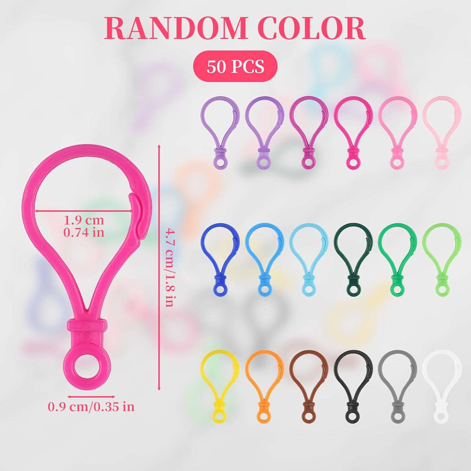 50Pcs Plastic Keychain Clips - Multicolor Lobster Claw Clasps Keychain Rings - Backpack Key Chain Hooks for Crafts Lanyard Clip and Hook Key Chains for Crafts & DIY Projects - Image 1