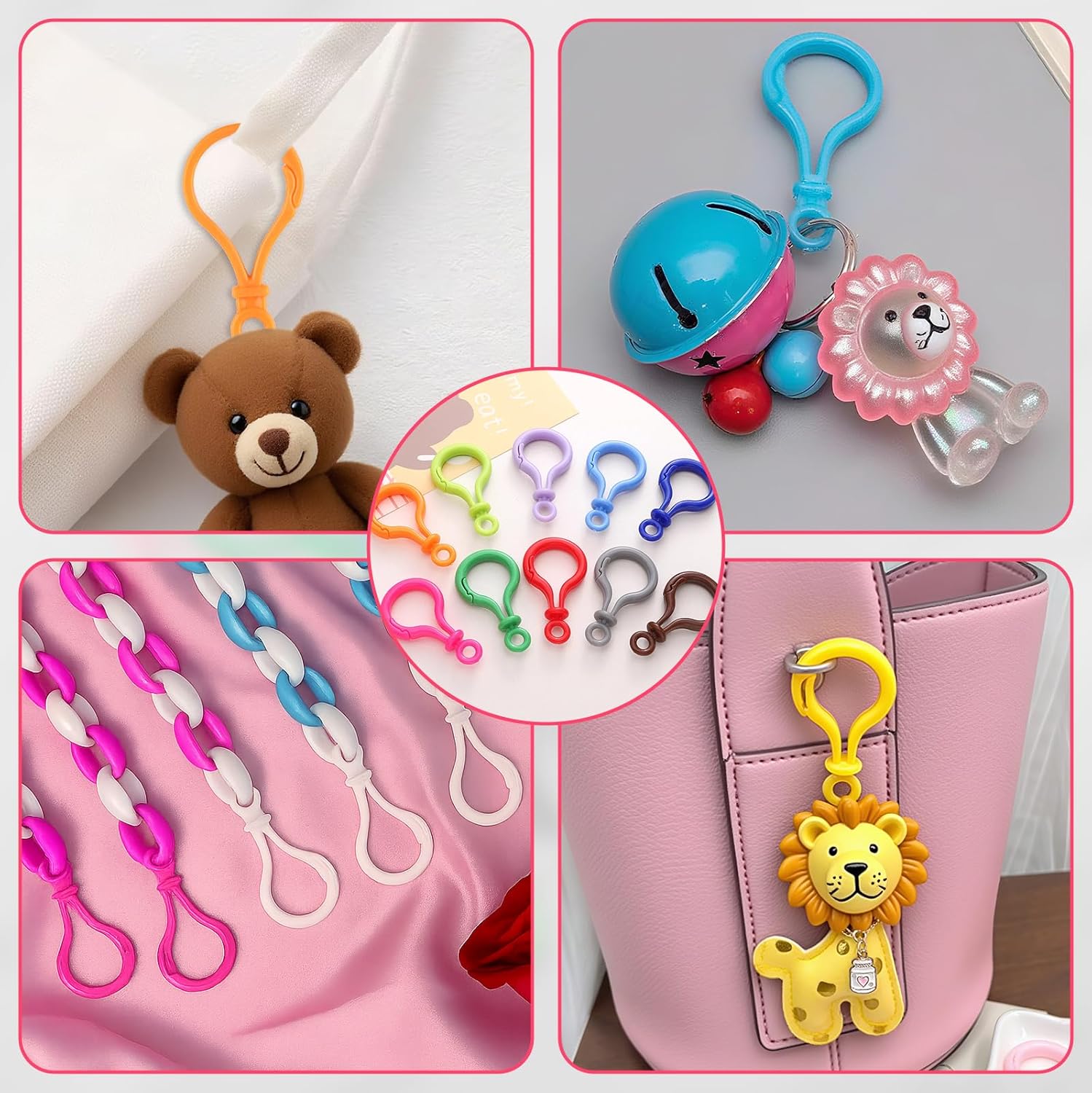 50Pcs Plastic Keychain Clips - Multicolor Lobster Claw Clasps Keychain Rings - Backpack Key Chain Hooks for Crafts Lanyard Clip and Hook Key Chains for Crafts & DIY Projects - Image 5