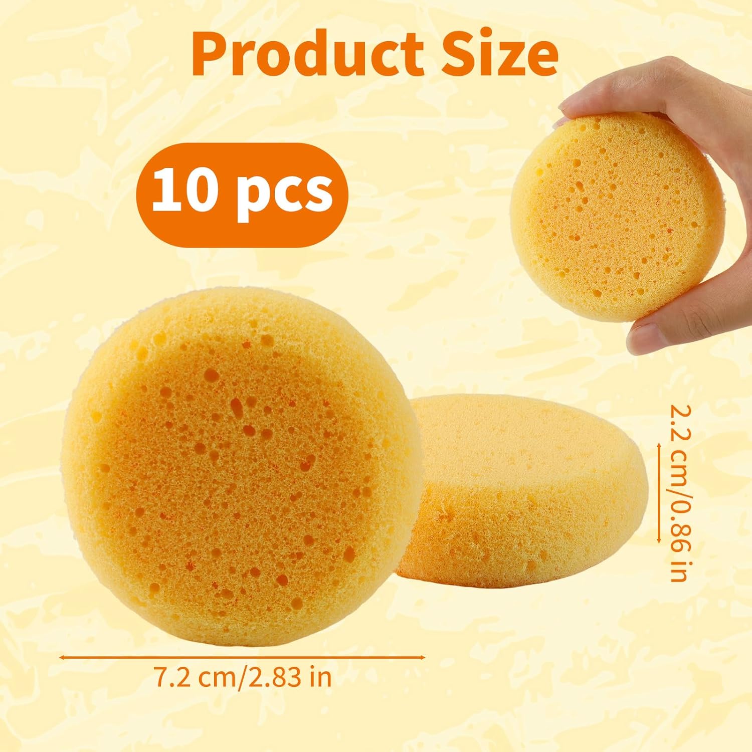 10-Pack Pottery Sponges - 3'' Round Painting Sponge - Soft Elasticity Clay Sponges - Artists Sponge for Face Painting Pottery Ceramics Art Crafts, Also Work as Water Absorption Cleaning Soap Sponge - Image 1