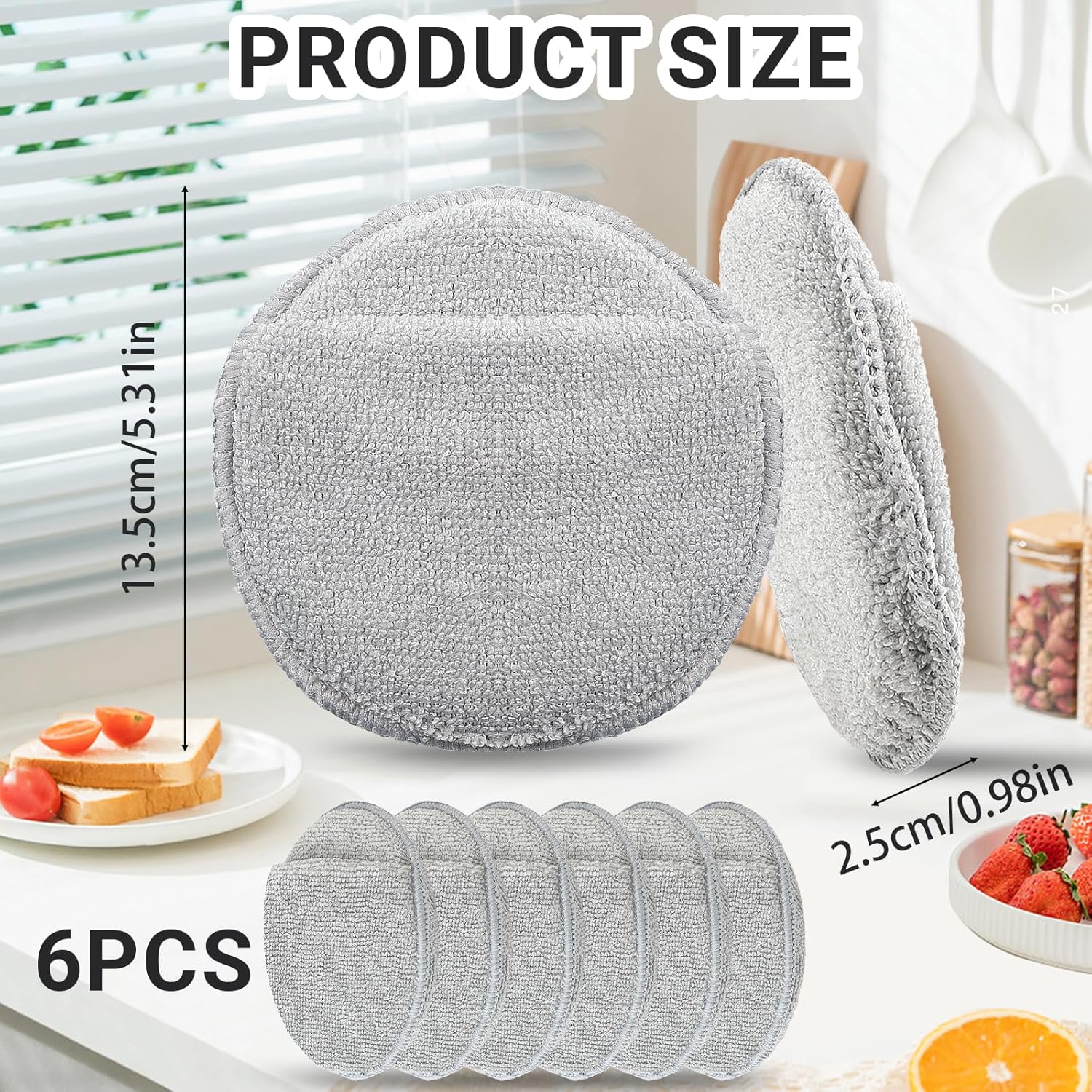 6Pcs 5'' Wax & Oil Applicator Pads - Reusable Microfiber Cleaning Pad - Scratch-Free Sponge Pads for Cutting Board Maintenance, Versatile Home Polishing - Machine Washable for Long-Term Use - Image 2