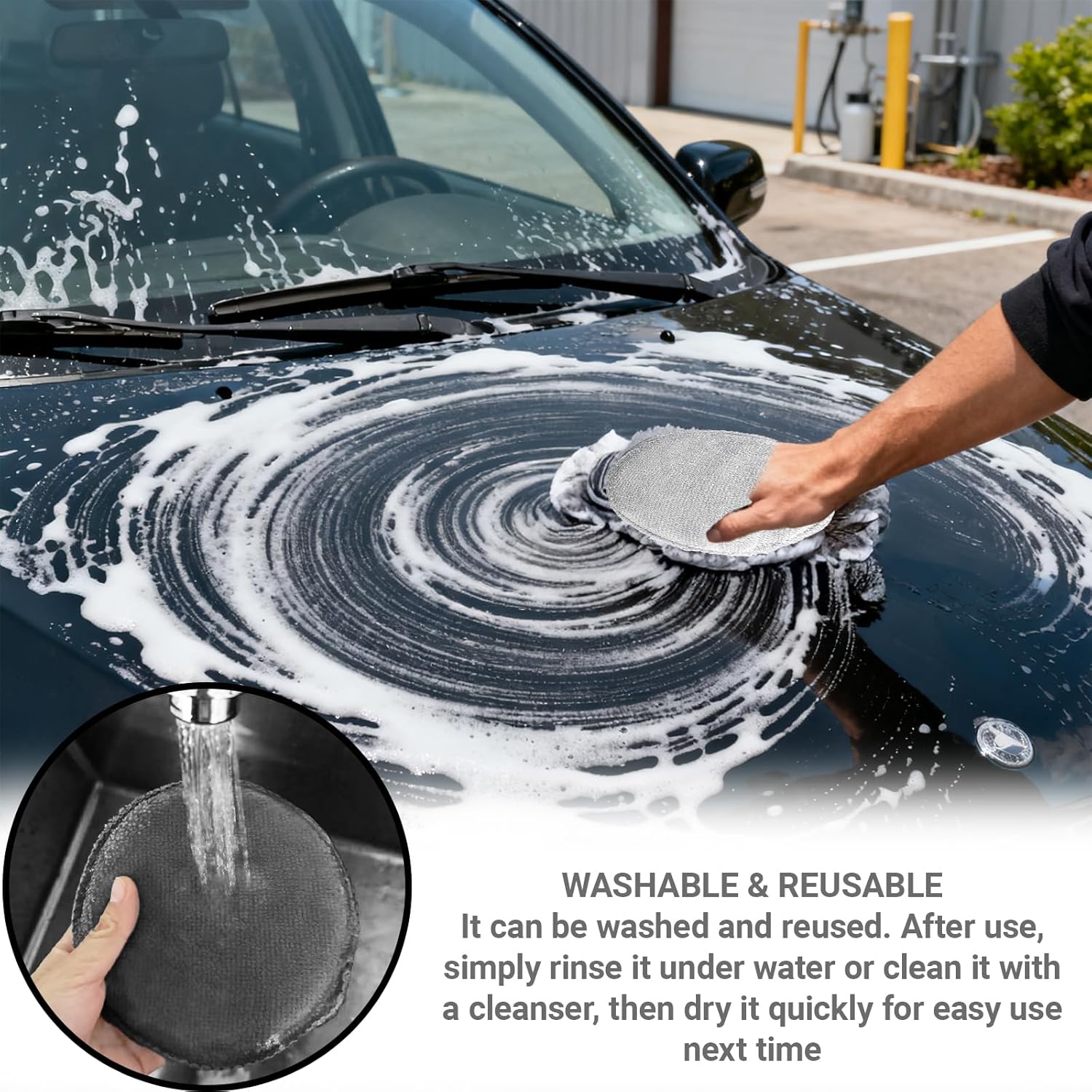 6Pcs 5'' Wax & Oil Applicator Pads - Reusable Microfiber Cleaning Pad - Scratch-Free Sponge Pads for Cutting Board Maintenance, Versatile Home Polishing - Machine Washable for Long-Term Use - Image 5