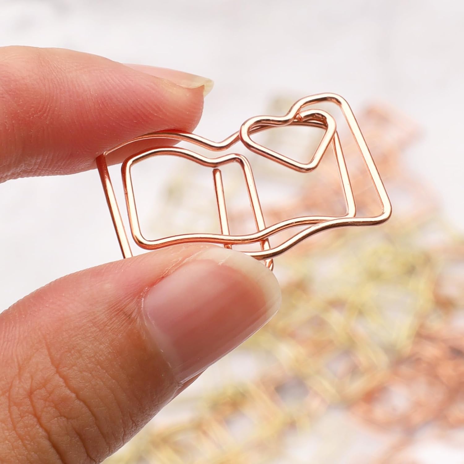40-Pack Book-Shaped Paper Clips - Rose Gold & Gold Decorative Planner Clips Paperclips (1.18
