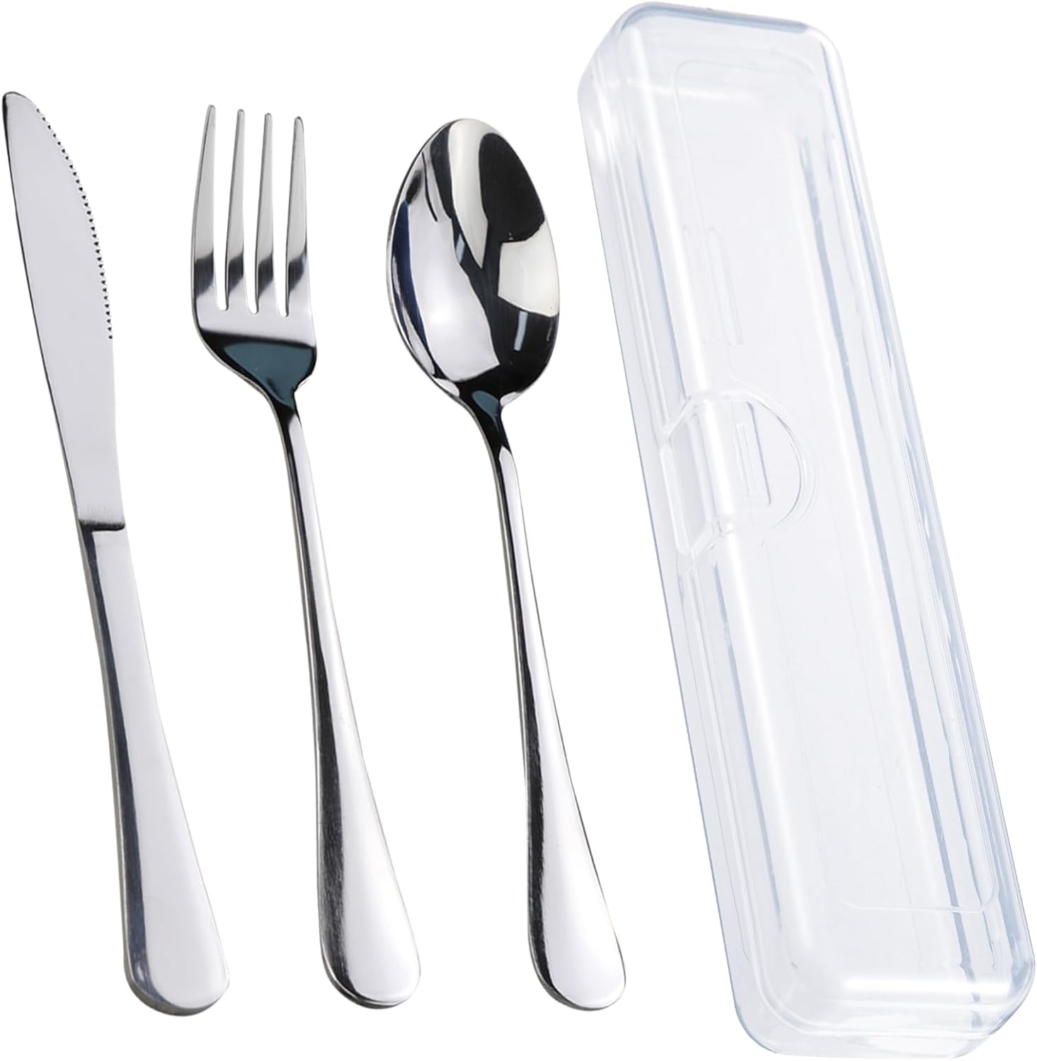 Travel Utensils With Case, Stainless Steel Reusable Portable Utensils Set With Case,  Travel Silverware Set - Image 1