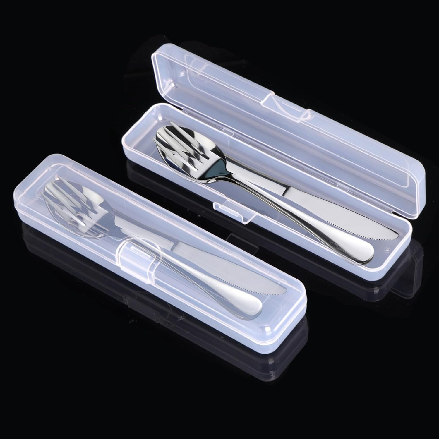 Travel Utensils With Case, Stainless Steel Reusable Portable Utensils Set With Case,  Travel Silverware Set - Image 3