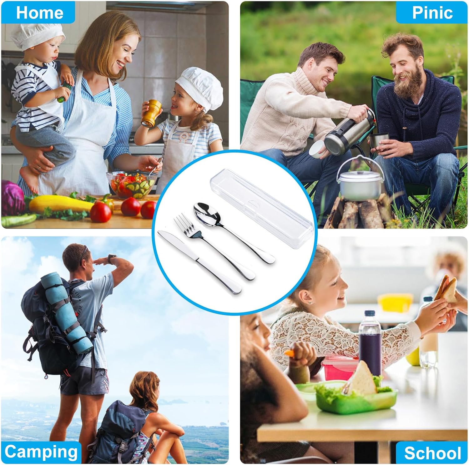 Travel Utensils With Case, Stainless Steel Reusable Portable Utensils Set With Case,  Travel Silverware Set - Image 6