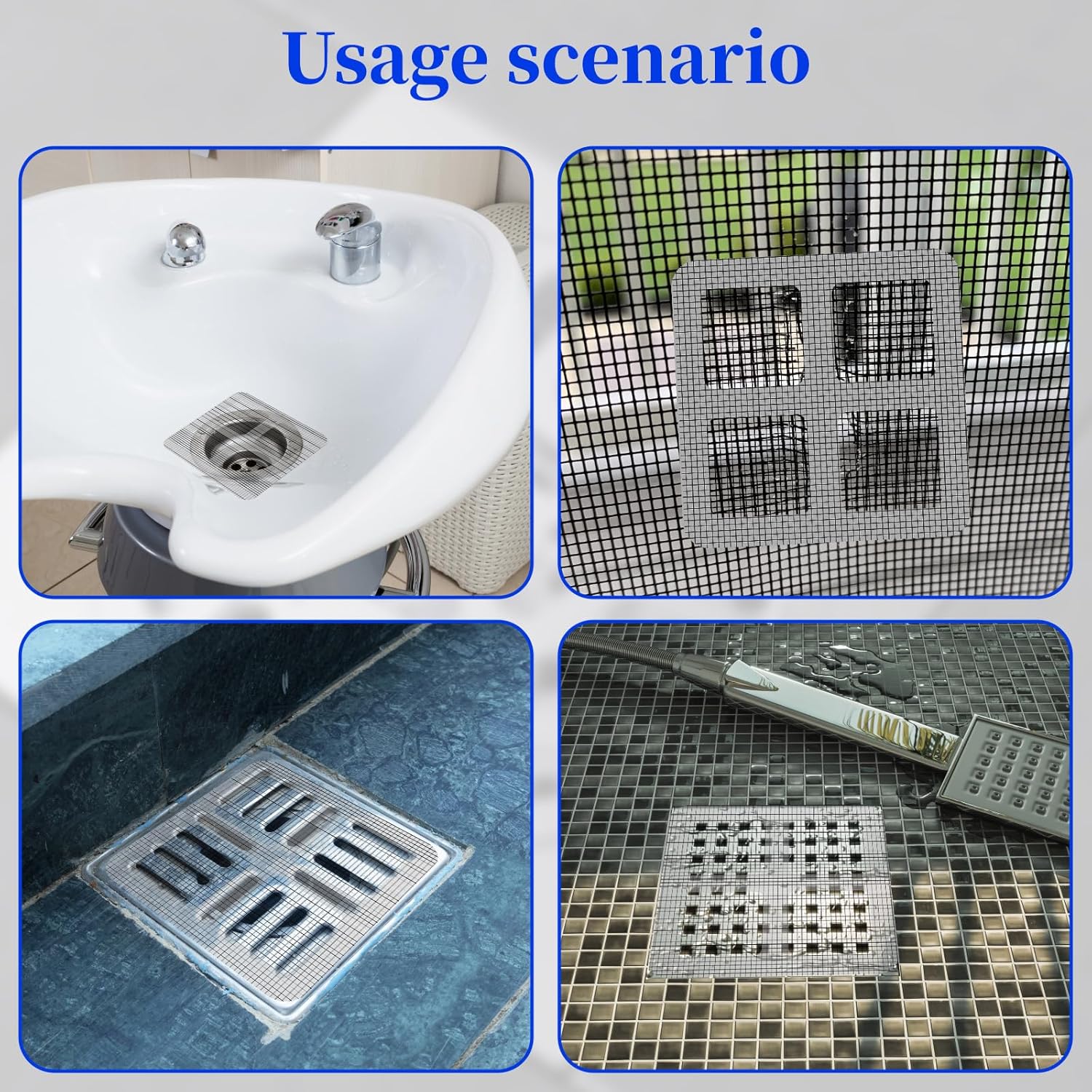 100PCS Disposable Shower Drain Hair Catcher - 4 Inch Hair Catcher Shower Drain - Drain Cover Mesh Stickers for Human & Pet Hair - Bathtub, Bathroom, Kitchen Sink, Laundry Floor Drain Filters Grey - Image 4