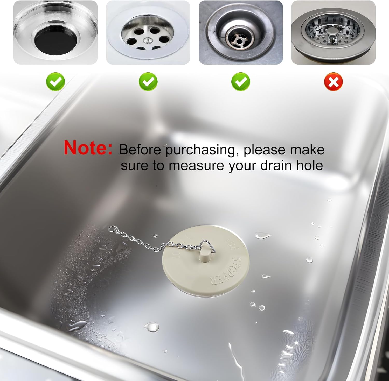 2 Packs Rubber Bathtub Stoppers - Bath Tub Stopper Drain Plug with 15
