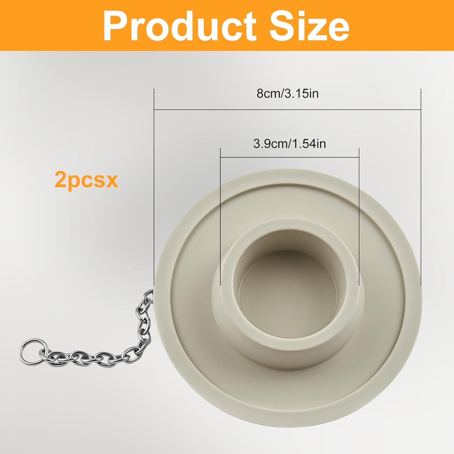 2 Packs Rubber Bathtub Stoppers - Bath Tub Stopper Drain Plug with 15