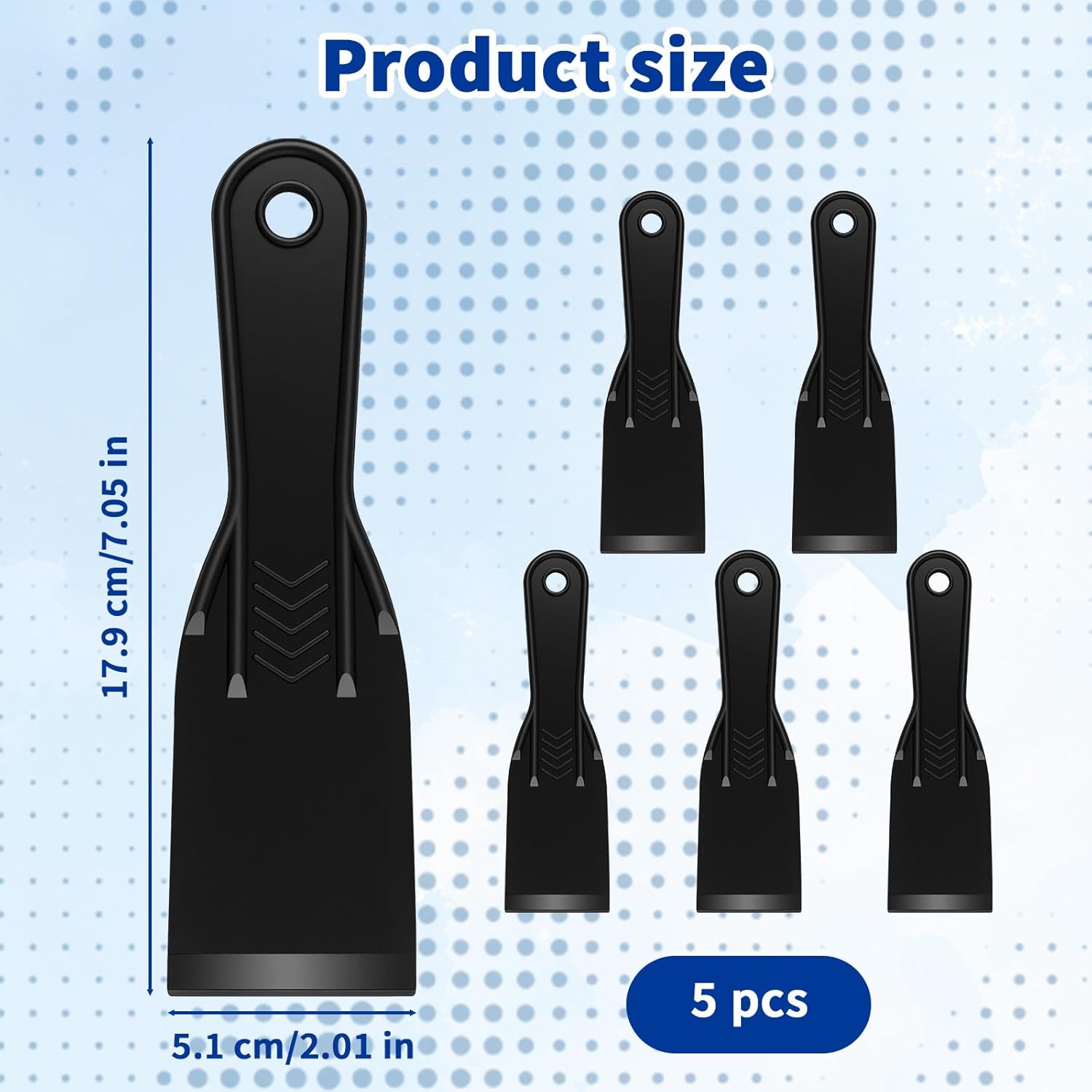 5-Pack Putty Knife - 2 Inch Black Plastic Putty Knife - Flexible Plastic Paint Scraper Tool for Repairing Walls, Spackling, Scraping, Plaster, Spackle, Spreader - Tamale Spackle Tools - Image 1