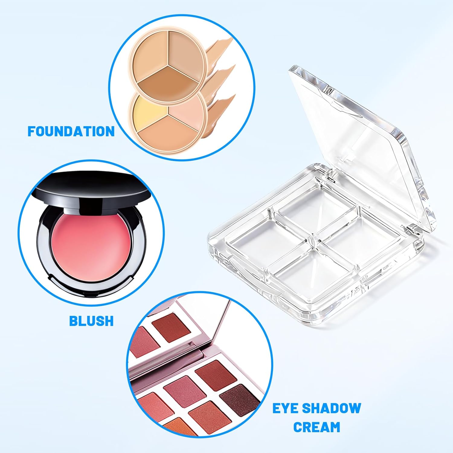 4-Pack Empty Lipstick Palette - 4 Grid Clear Empty Makeup Palette Cases - Highlighters Sample DIY Eyeshadow Powder Blush Lipstick Boxes - Travel Eye Shadow Dispensing Storage Container - Image 2