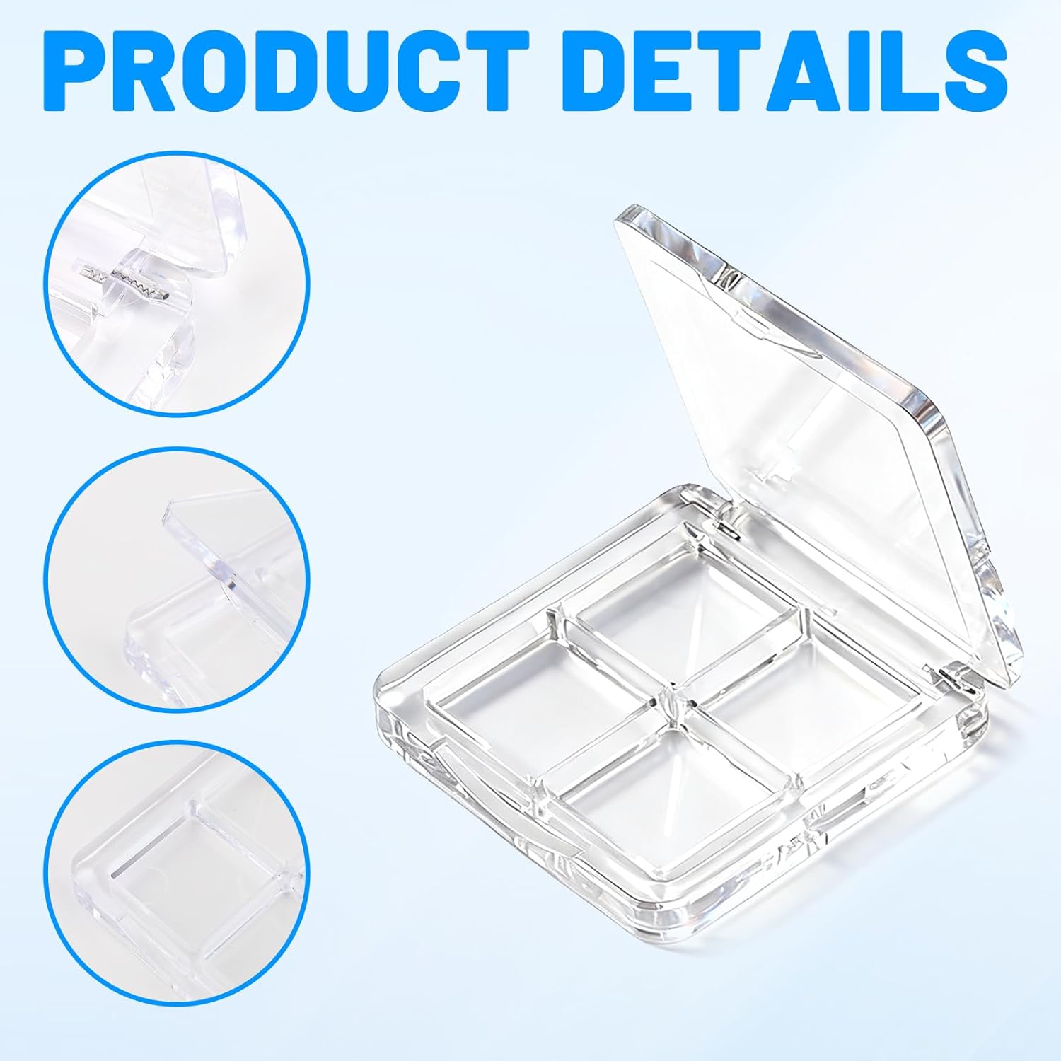 4-Pack Empty Lipstick Palette - 4 Grid Clear Empty Makeup Palette Cases - Highlighters Sample DIY Eyeshadow Powder Blush Lipstick Boxes - Travel Eye Shadow Dispensing Storage Container - Image 4
