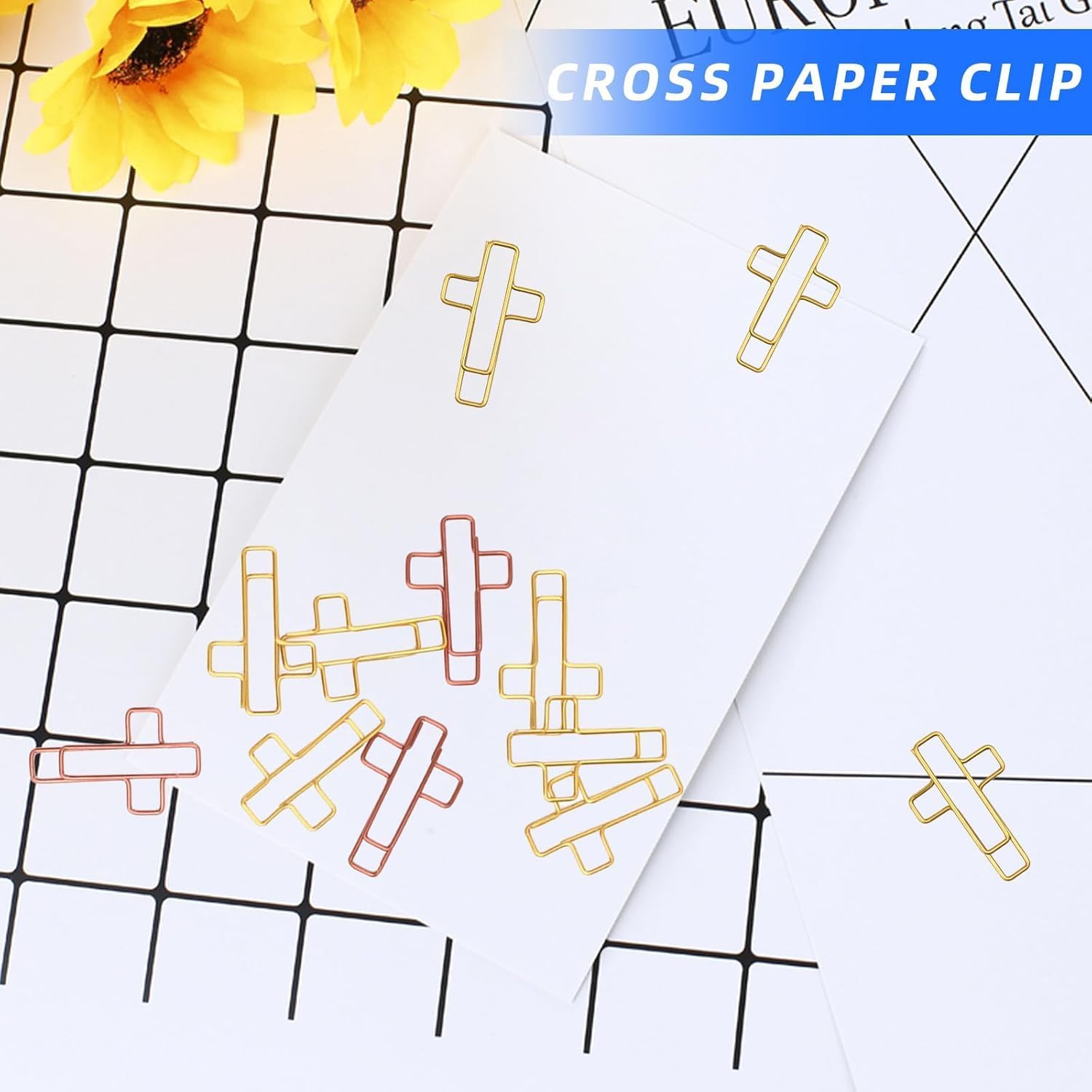 Cross Paper Clips - 20 Pack (Gold & Rose Gold) Bible & Journal Clips - Journaling Bookmarks Paperclips for Office School Home Use - Also Perfect for Bible Study and Christian Journaling Supplies - Image 5