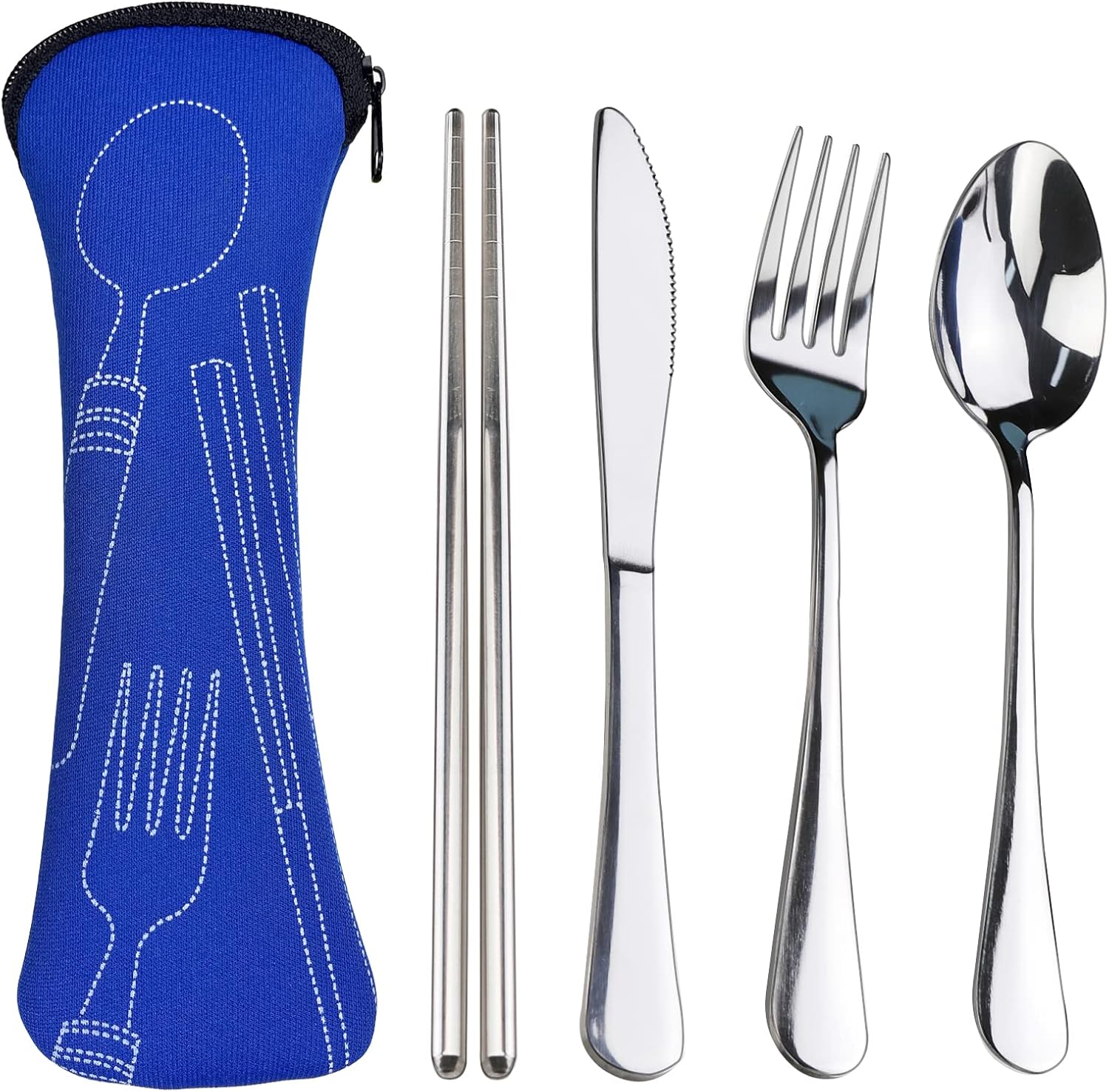 Portable Silverware Set with Case,  Travel Camping Utensils Set, Premium Stainless Steel Travel Cutlery Set - Image 1