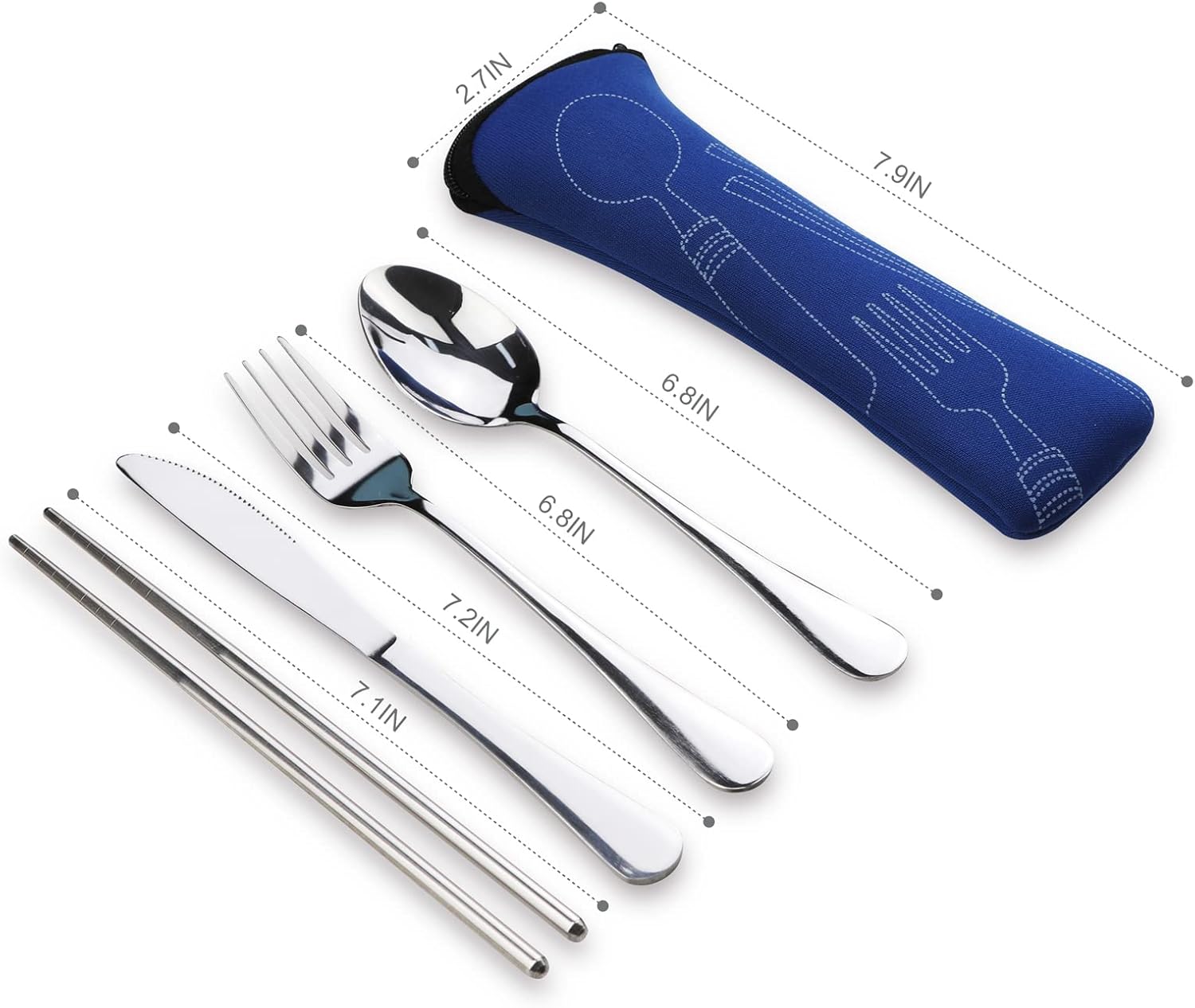 Portable Silverware Set with Case,  Travel Camping Utensils Set, Premium Stainless Steel Travel Cutlery Set - Image 3