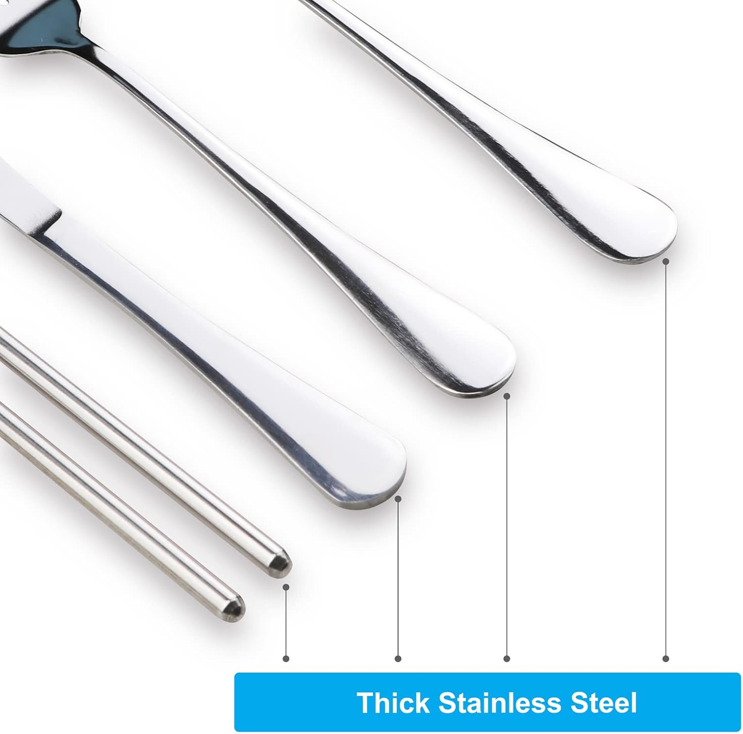 Portable Silverware Set with Case,  Travel Camping Utensils Set, Premium Stainless Steel Travel Cutlery Set - Image 5